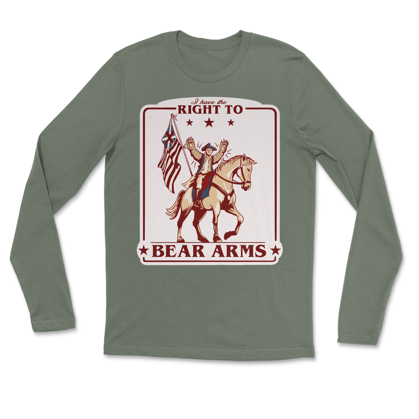 Heavy Blend Long Sleeve Right to Bear Arms in Military Green