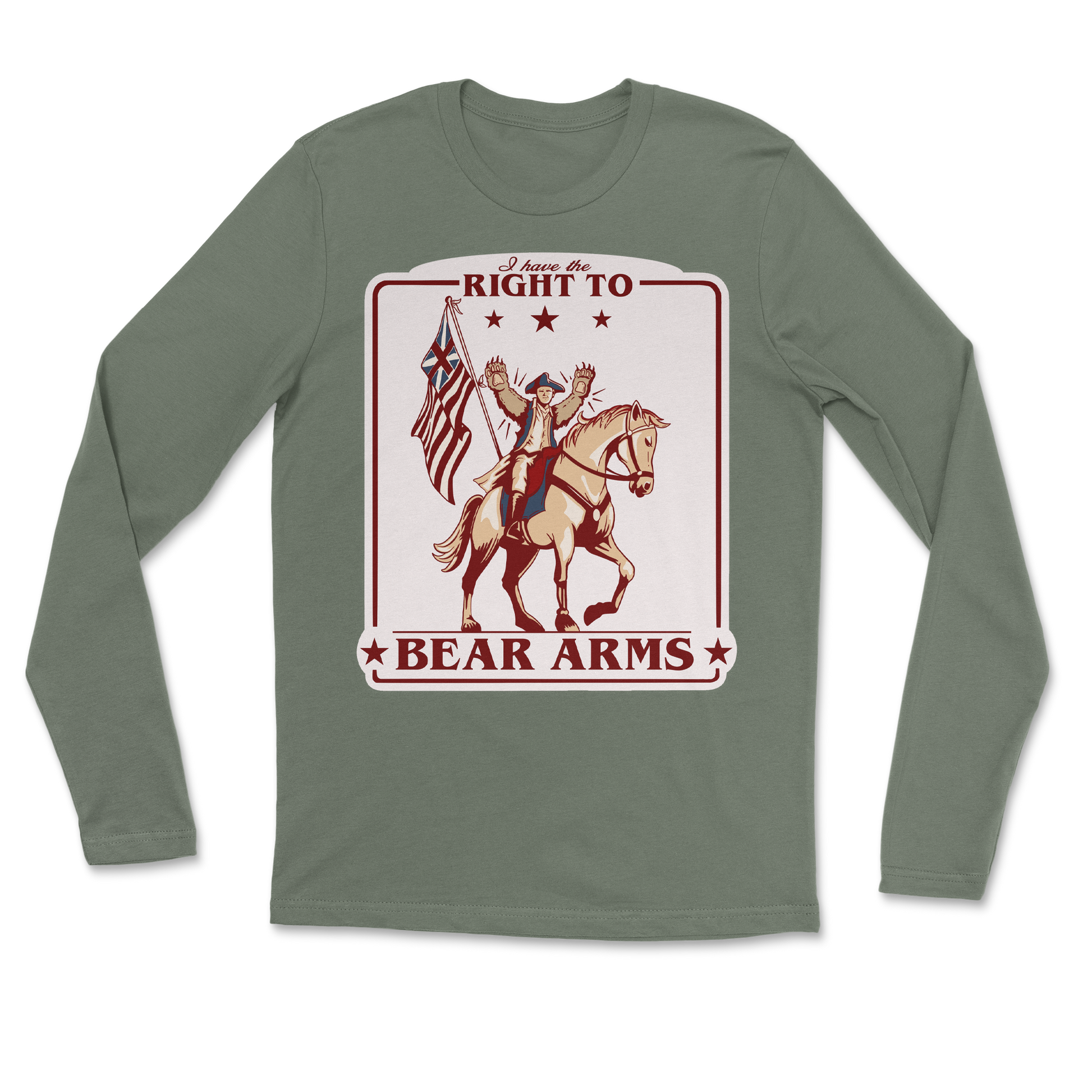 Heavy Blend Long Sleeve Right to Bear Arms in Military Green