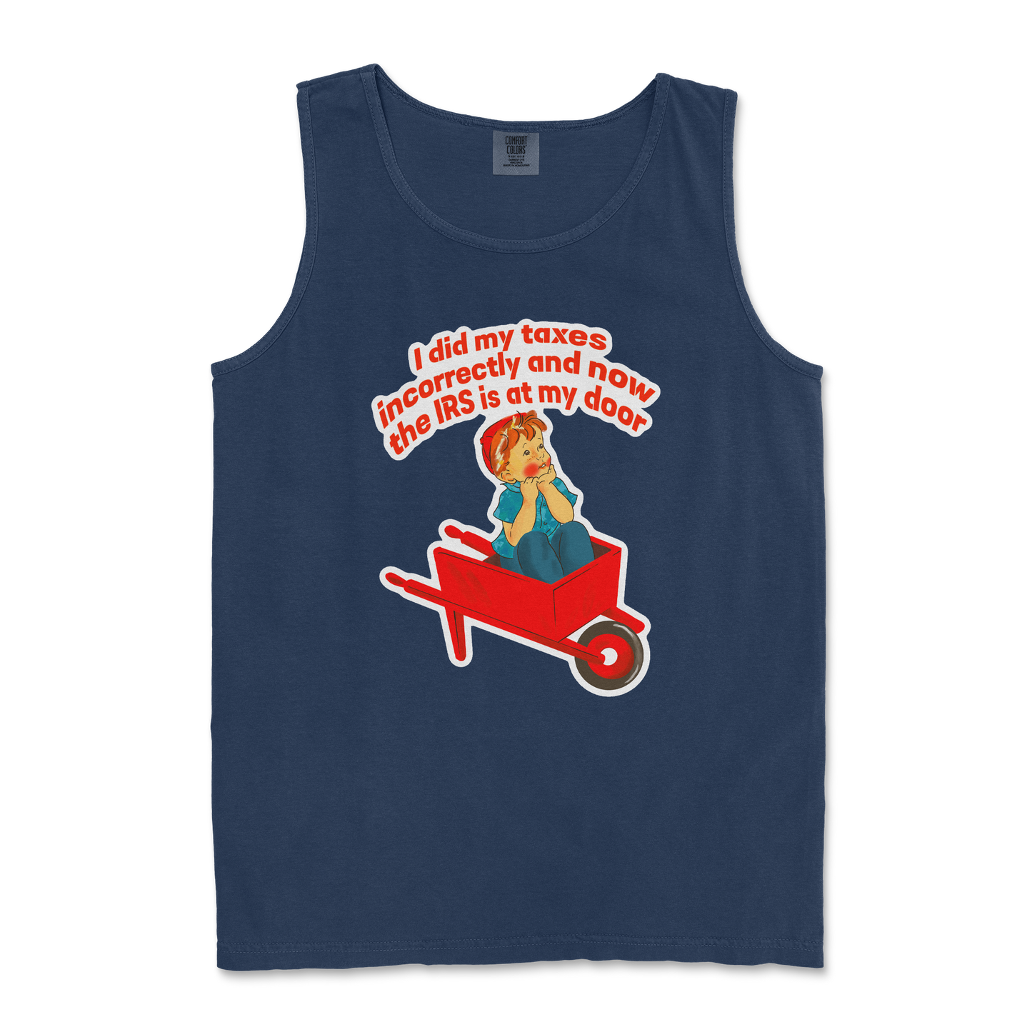 Comfort Colors Tank Top Here Comes the IRS in True Navy