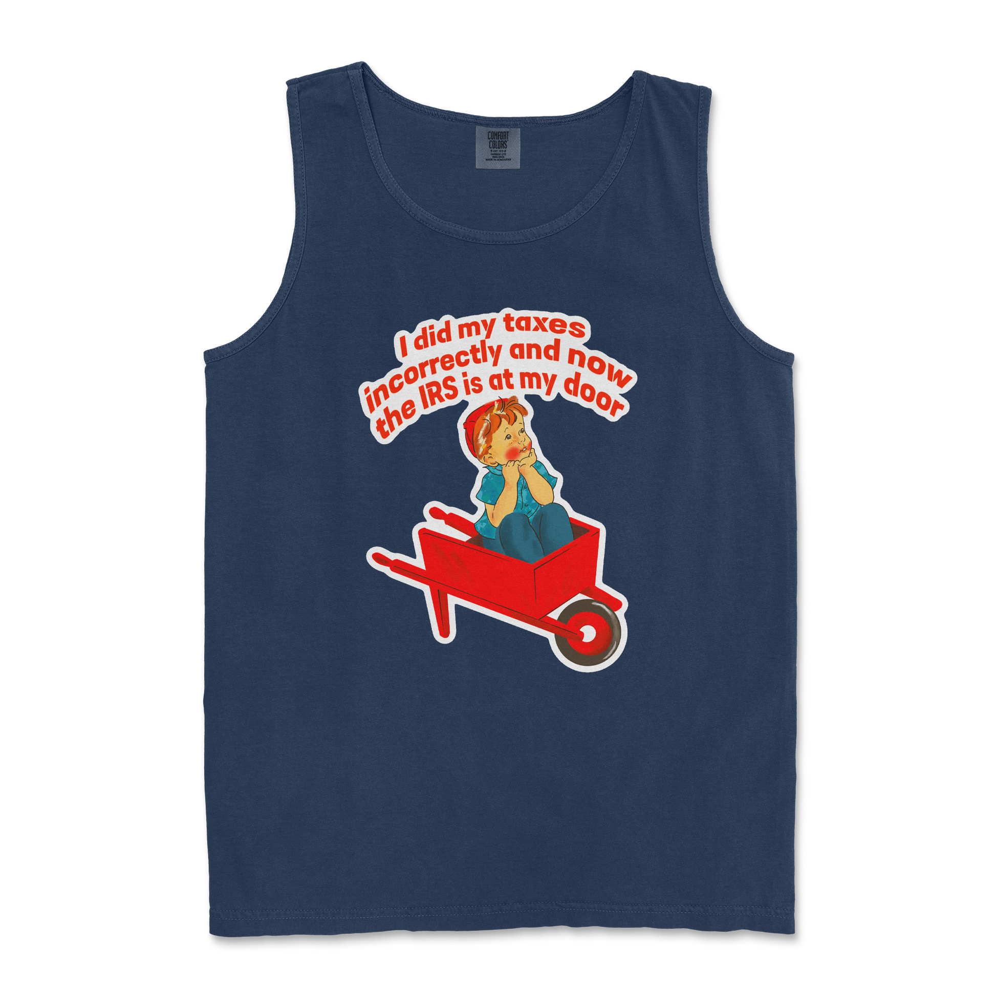 Comfort Colors Tank Top Here Comes the IRS in True Navy