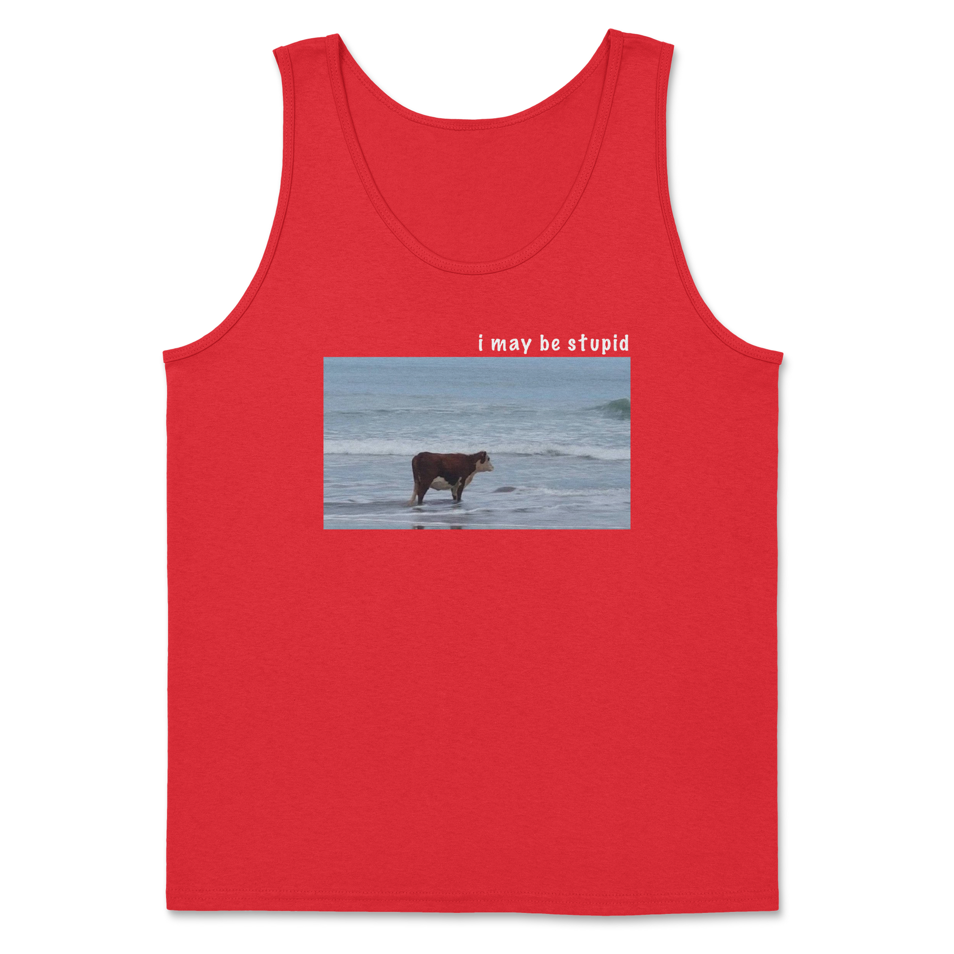 Heavy Blend Tank Top Stupid in Red