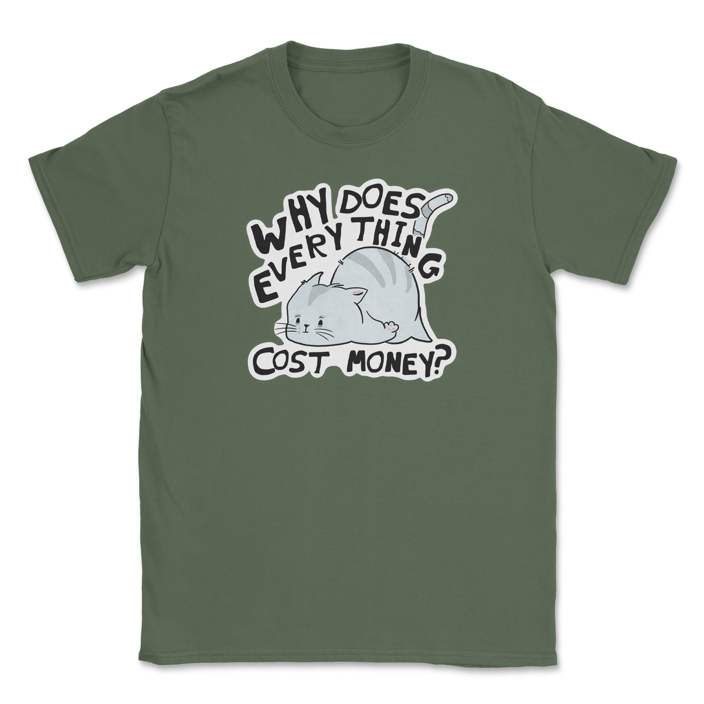 Heavy Blend T-Shirt Broke Cat in Military Green