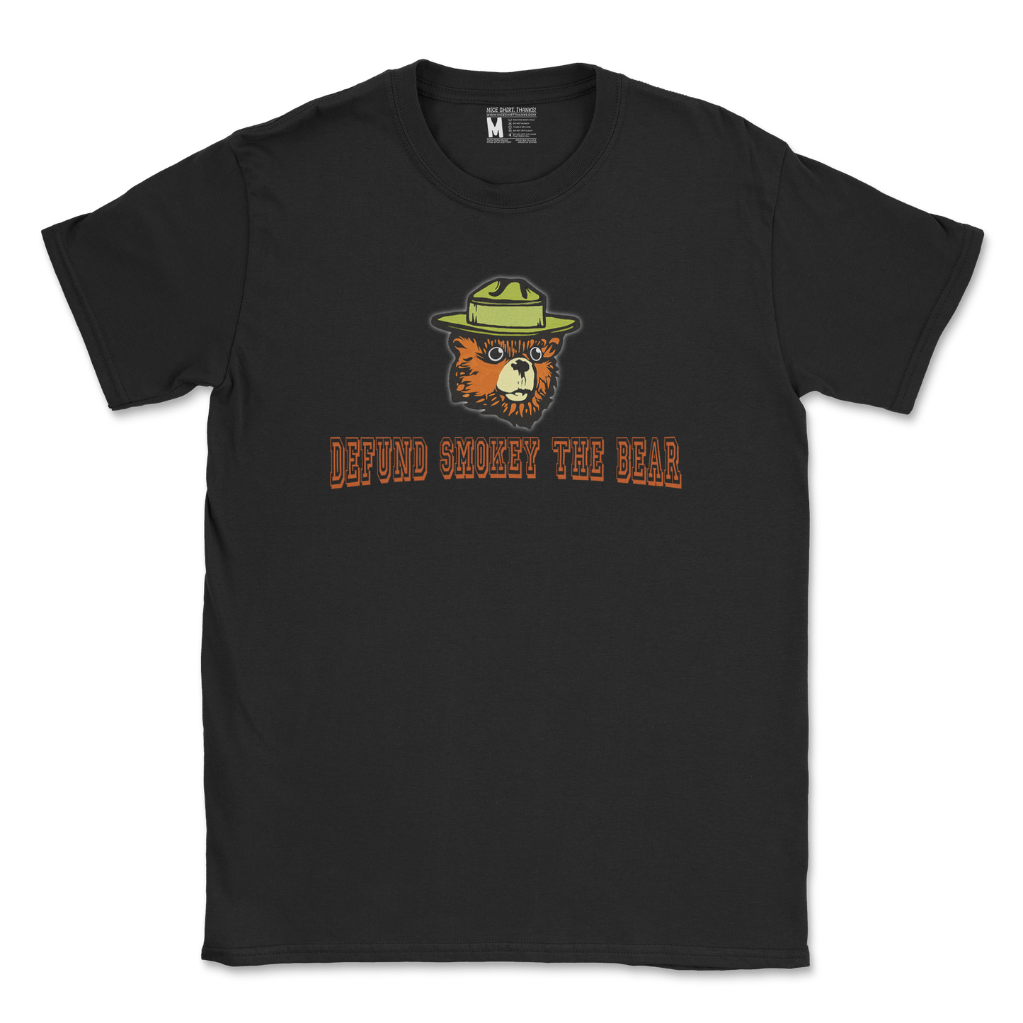 Heavy Blend T-Shirt Defund Smokey Bear in Black