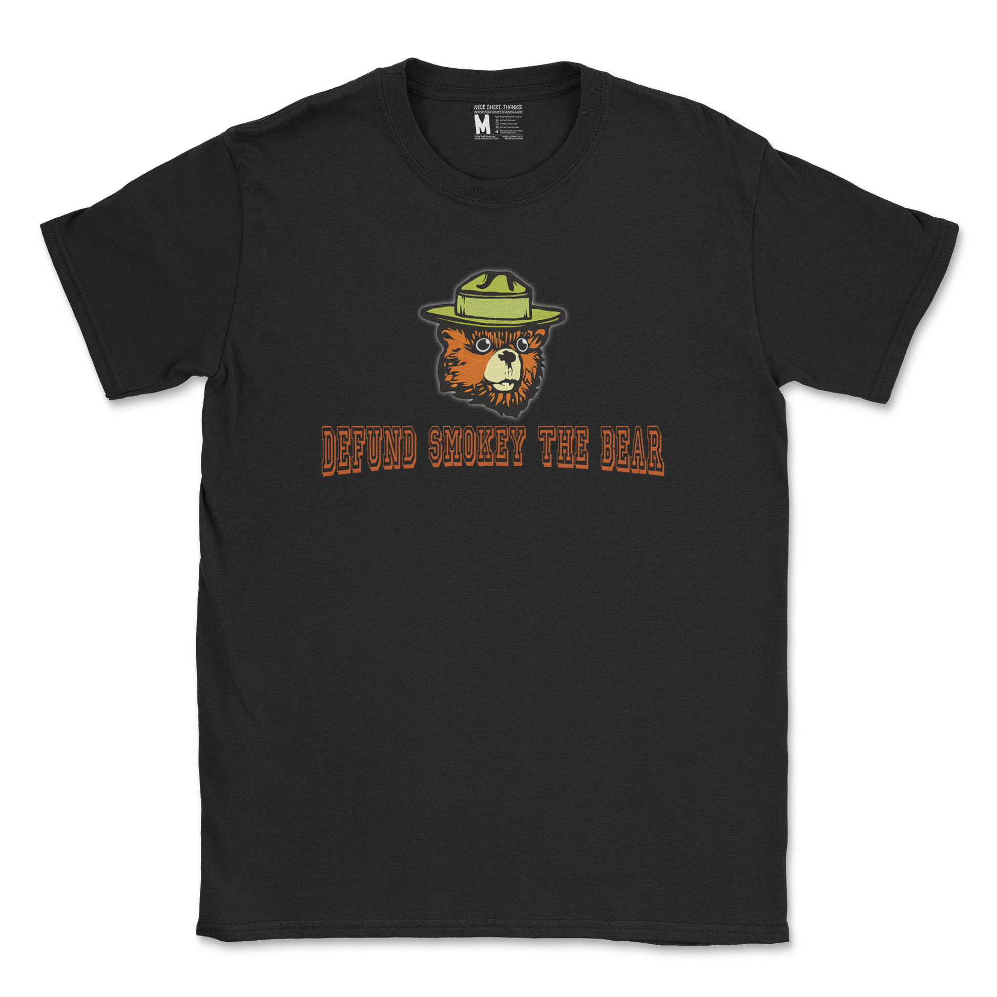 Heavy Blend T-Shirt Defund Smokey Bear in Black