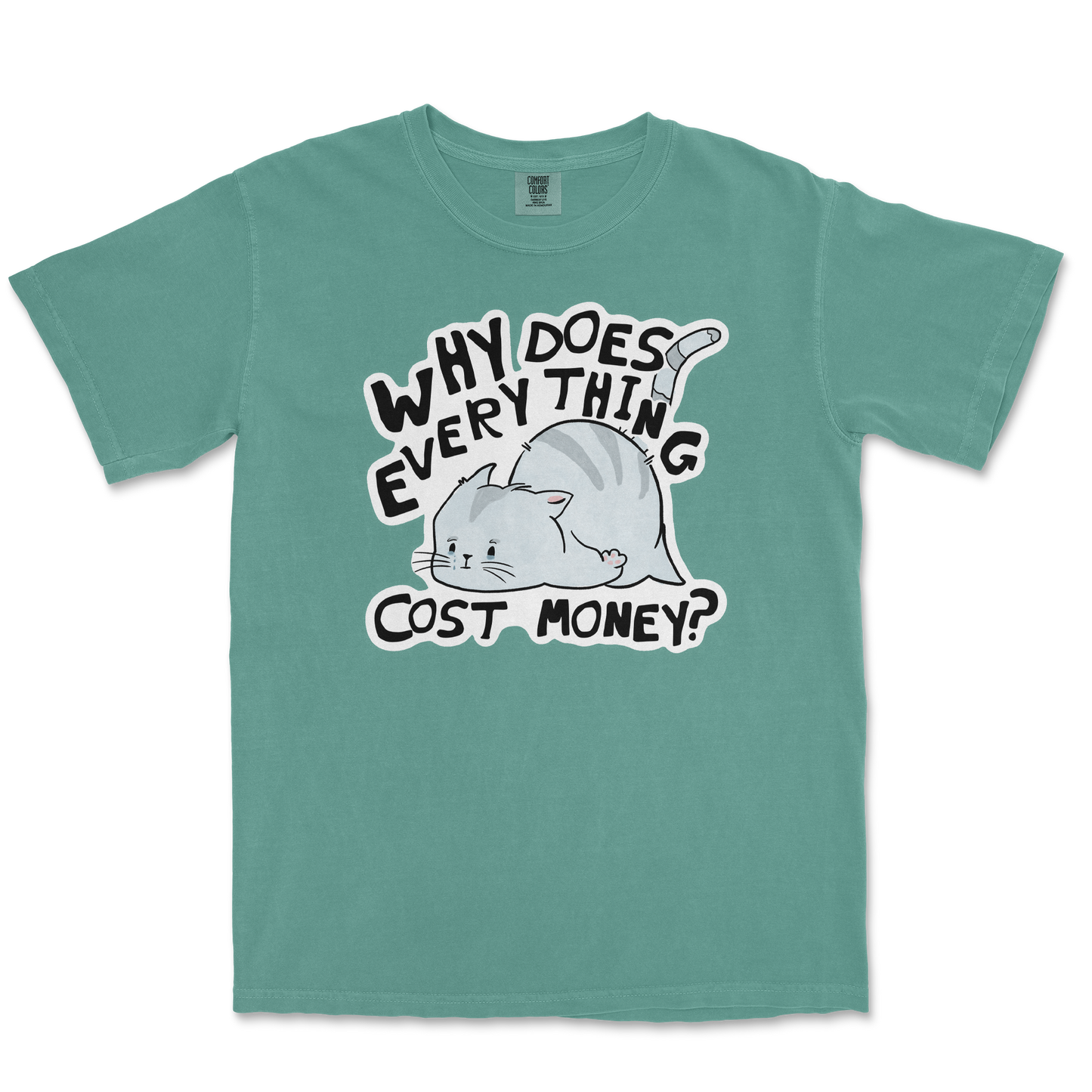 Comfort Colors T-Shirt Broke Cat in Light Green