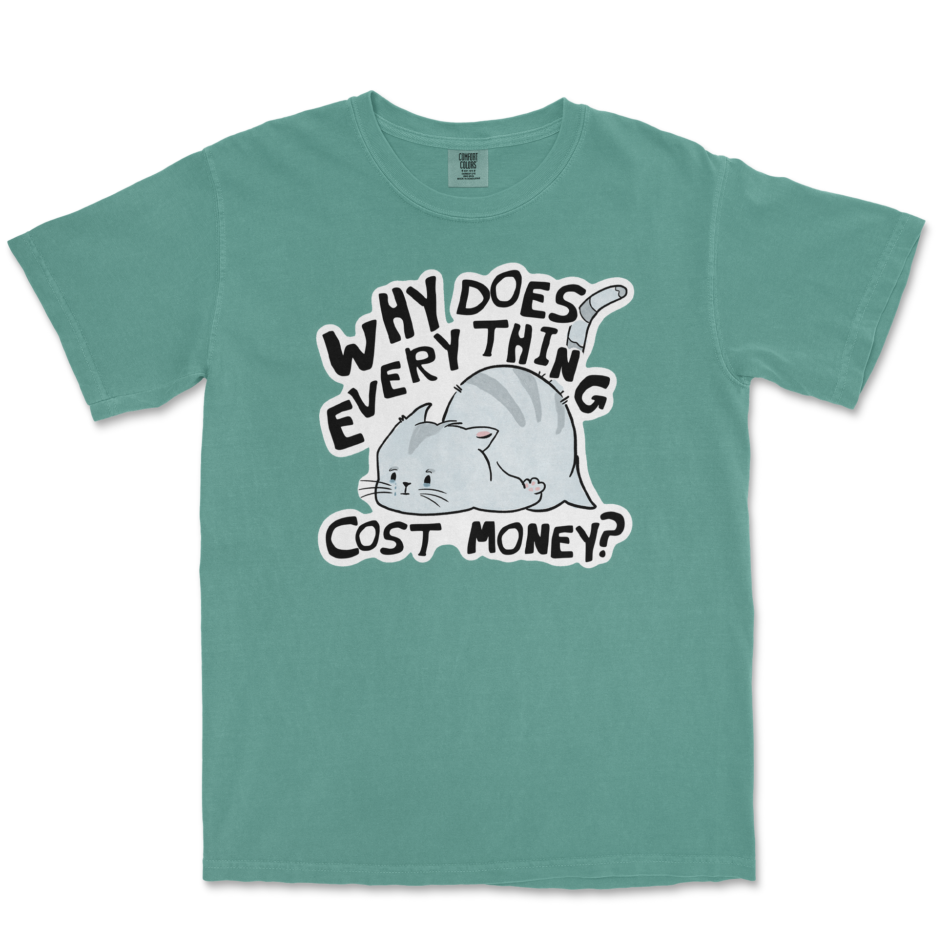 Comfort Colors T-Shirt Broke Cat in Light Green