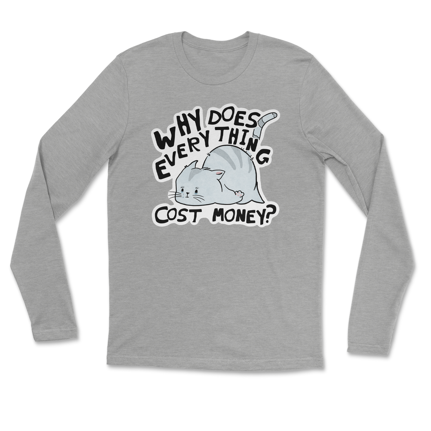 Heavy Blend Long Sleeve Broke Cat in Grey Heather