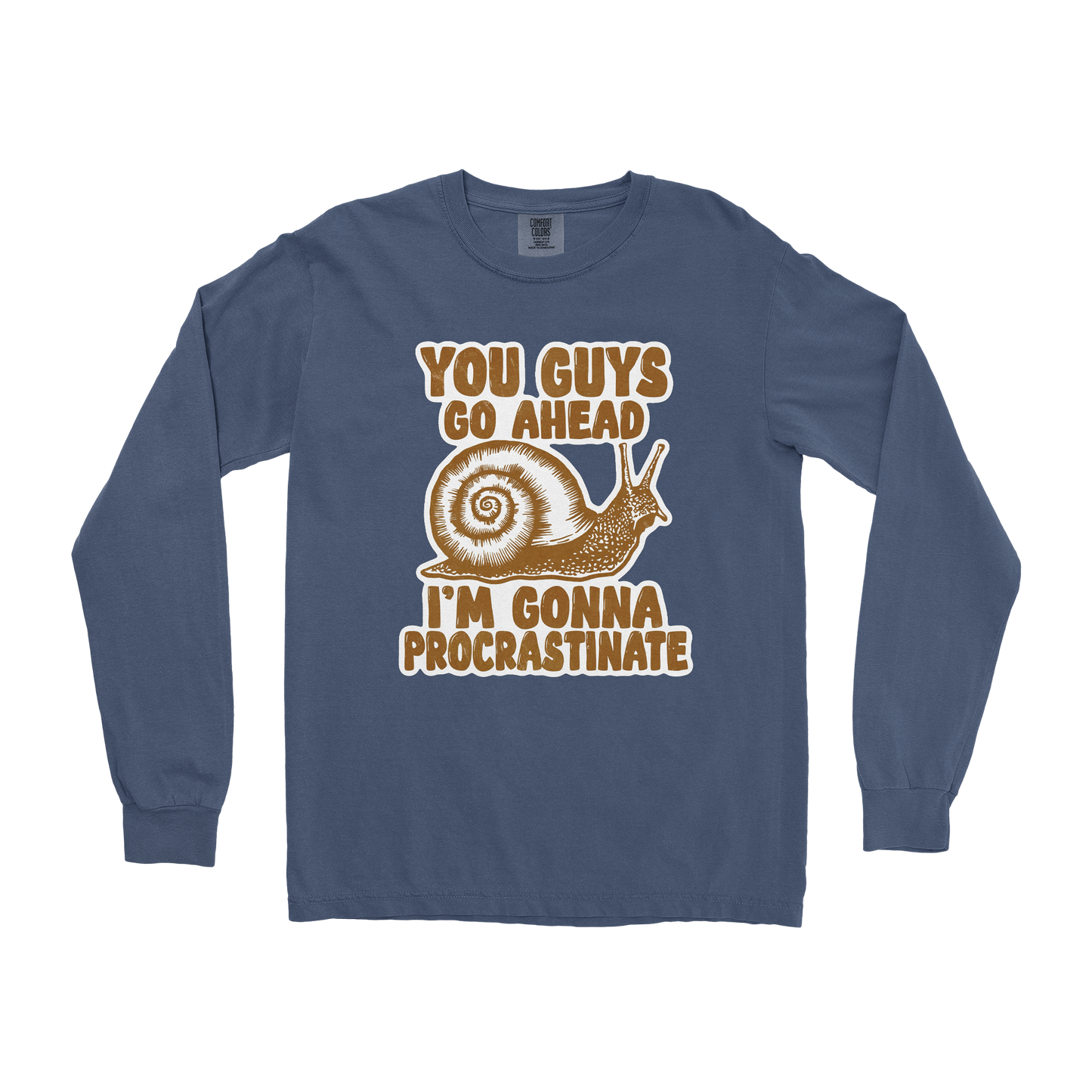 Comfort Colors Long Sleeve Procrastinating Snail in Midnight