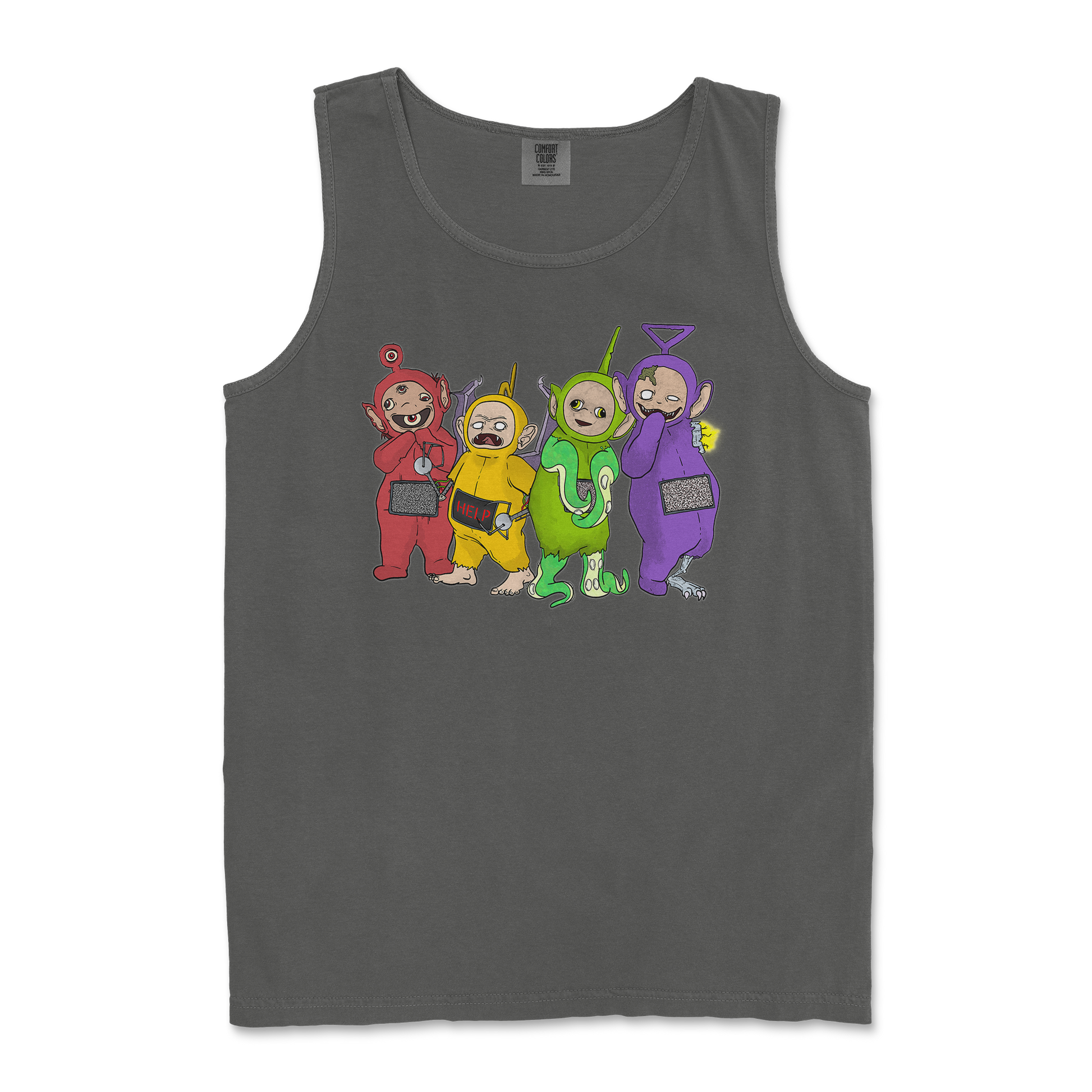 Comfort Colors Tank Top Telatubbies in Pepper