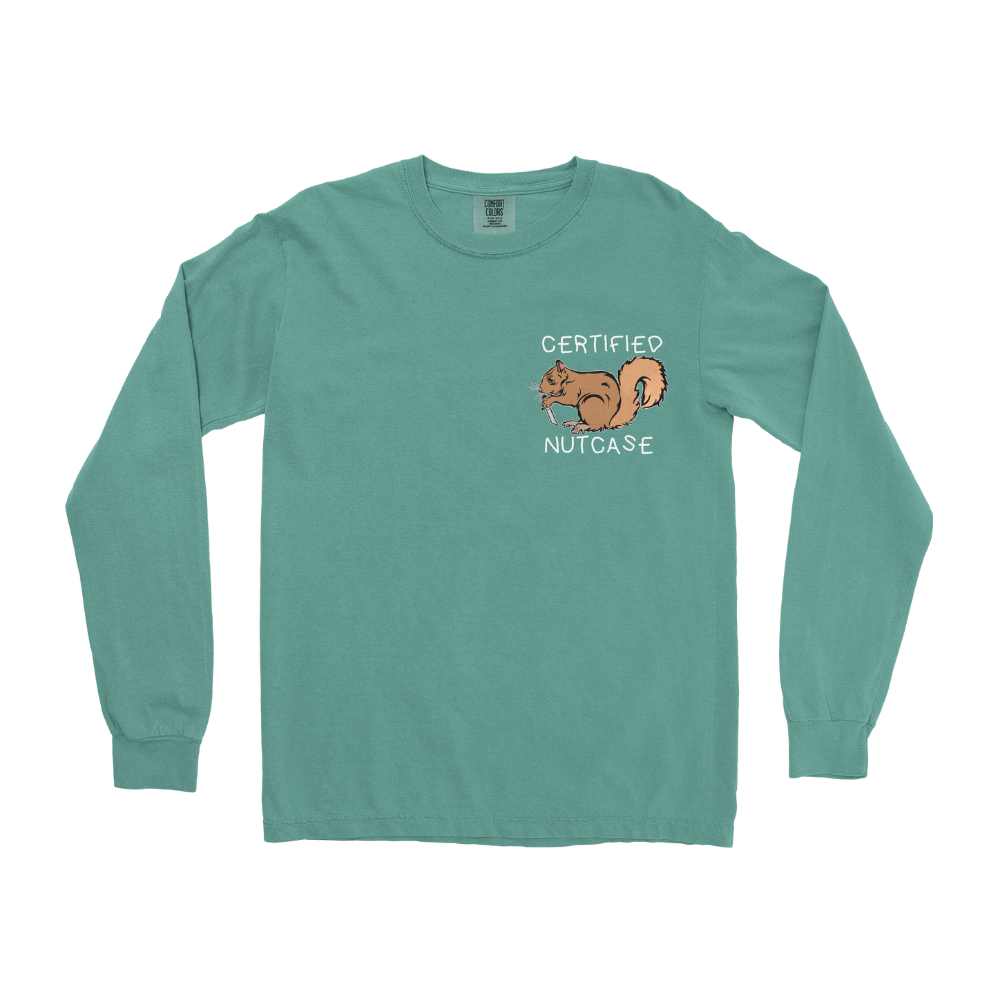 Comfort Colors Long Sleeve Nutcase in Light-Green