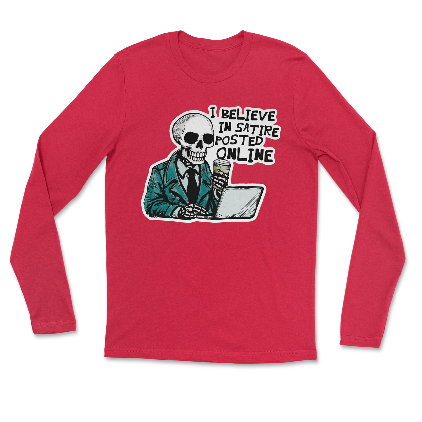 Heavy Blend Long Sleeve Believe in Satire in Red
