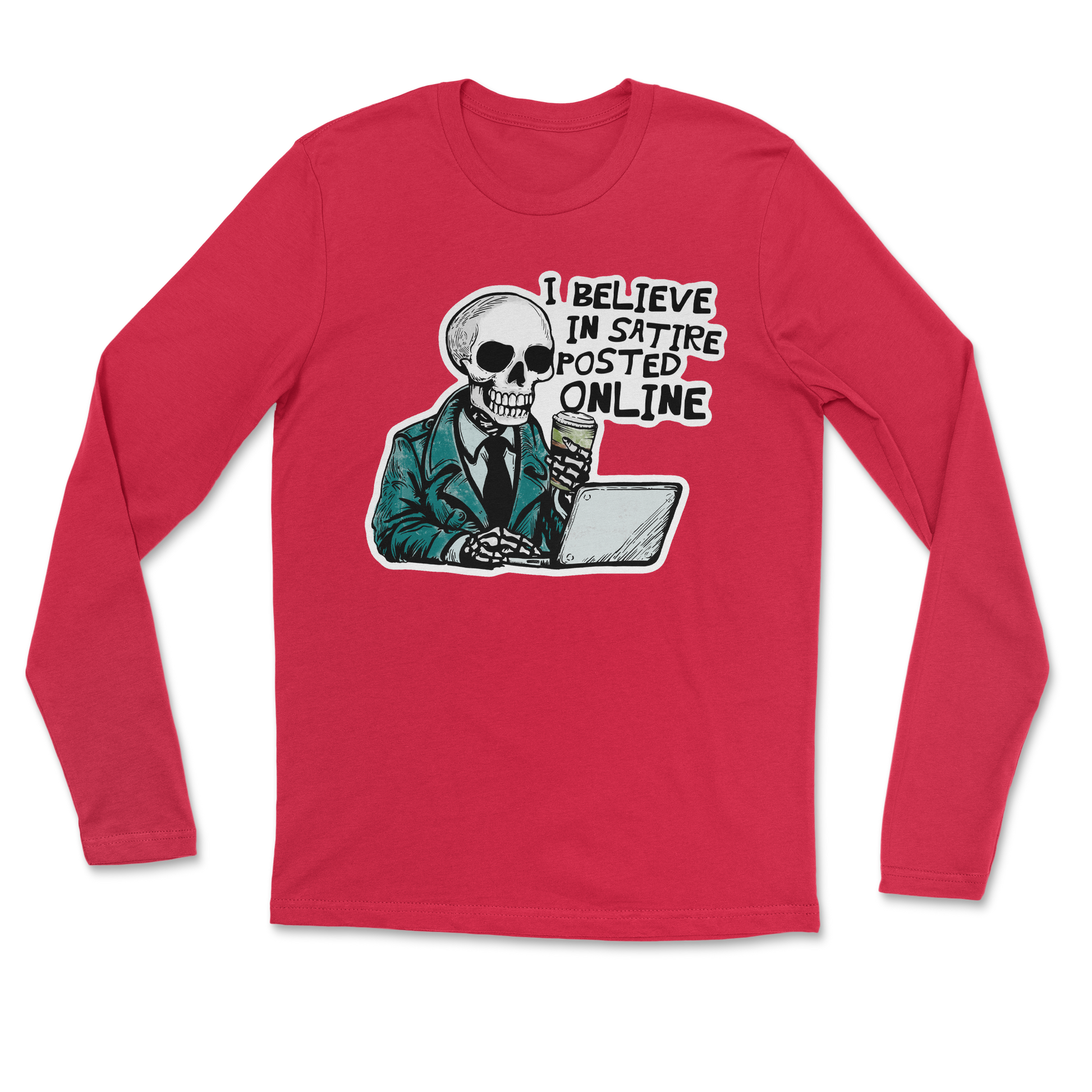 Heavy Blend Long Sleeve Believe in Satire in Red