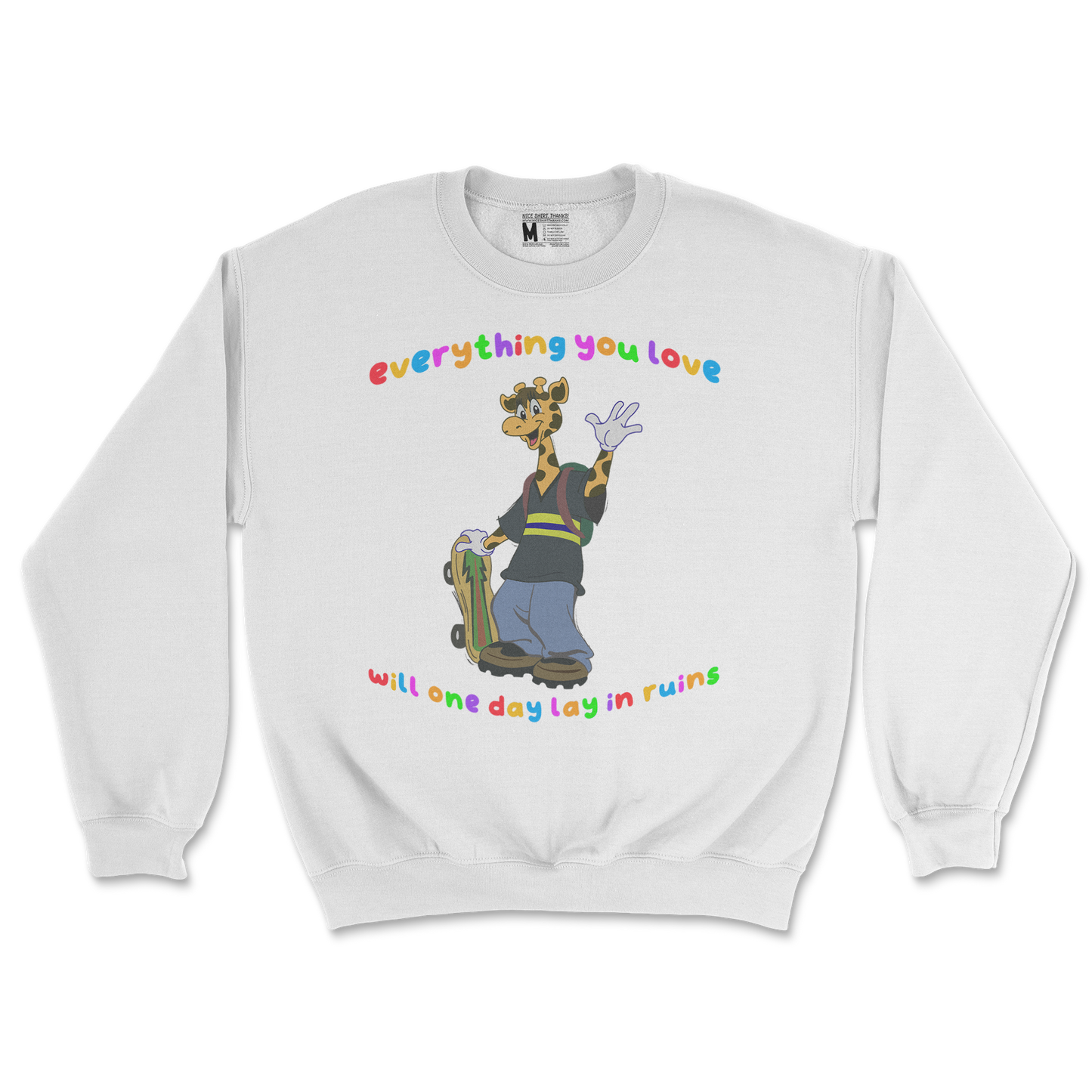 Gildan SoftStyle Crew Neck Jerry the Giraffe in White