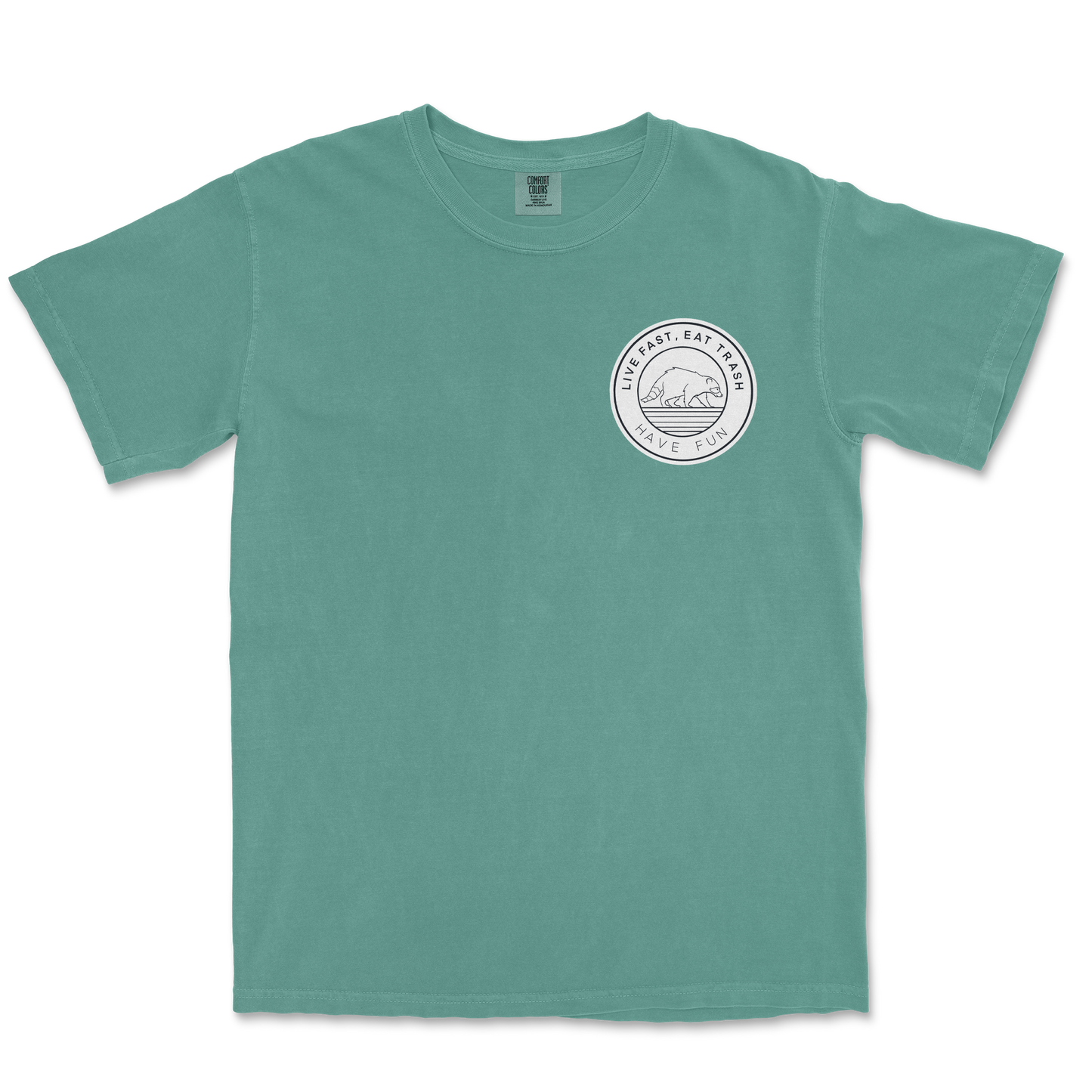 Comfort Colors T-Shirt Raccoon Logo in Light-Green