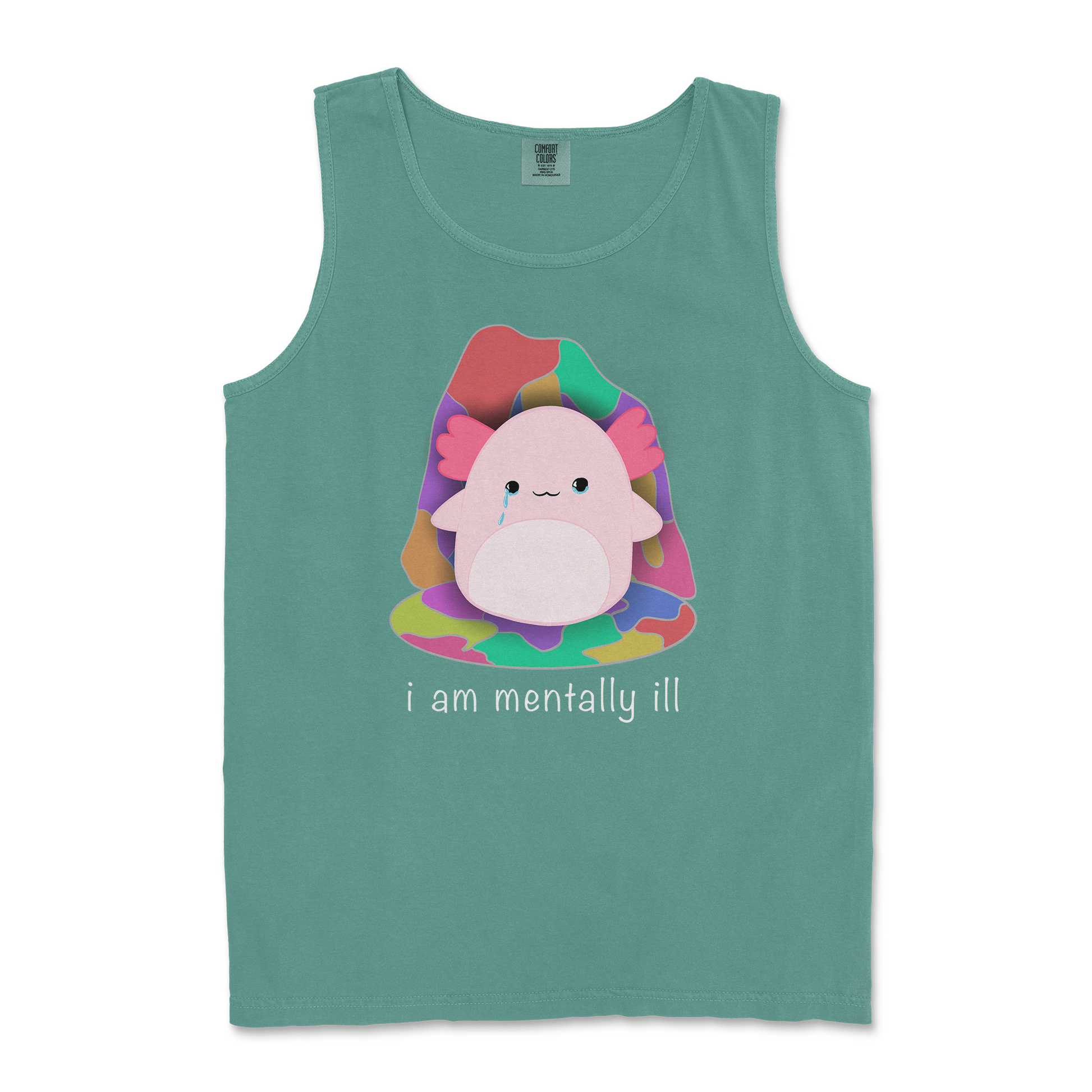 Comfort Colors Tank Top Mentally Ill and Squishy in LightGreen