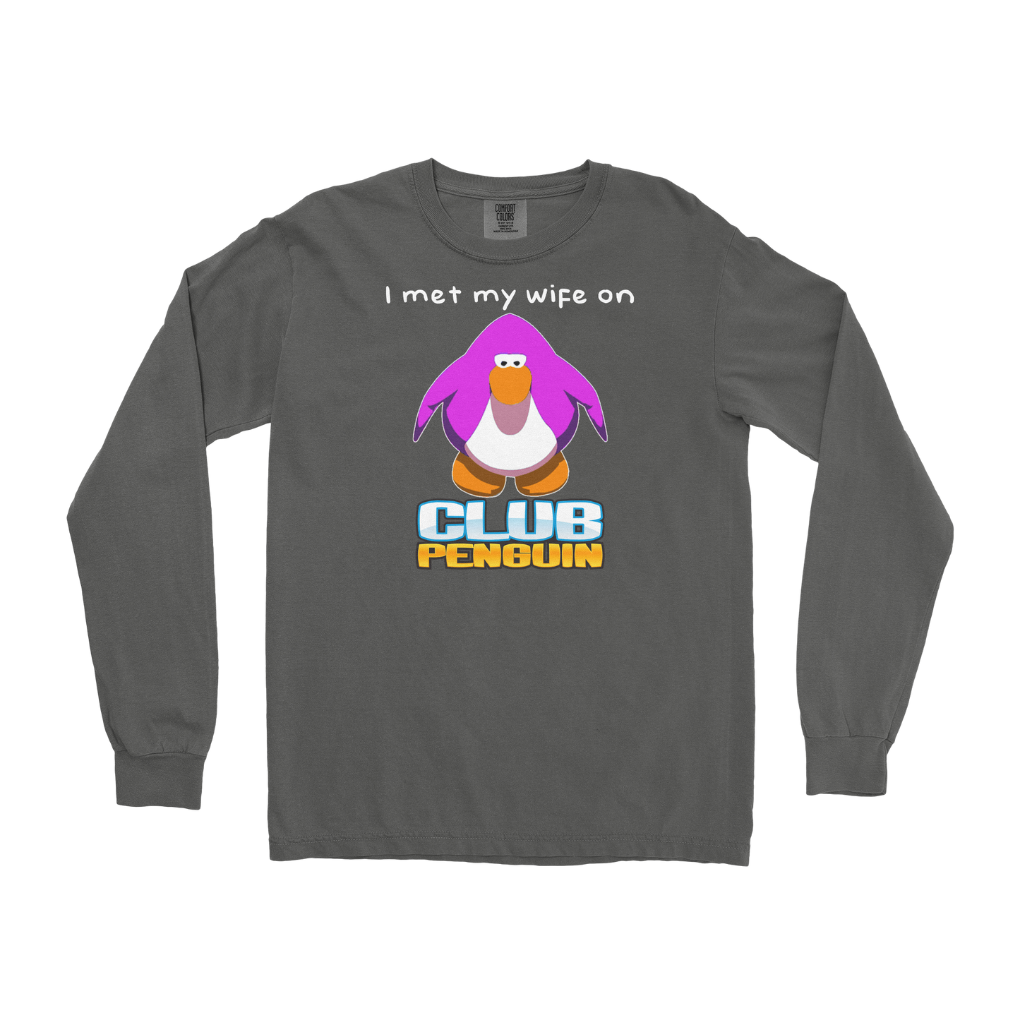 Comfort Colors Long Sleeve Club Penguin Wife in Pepper