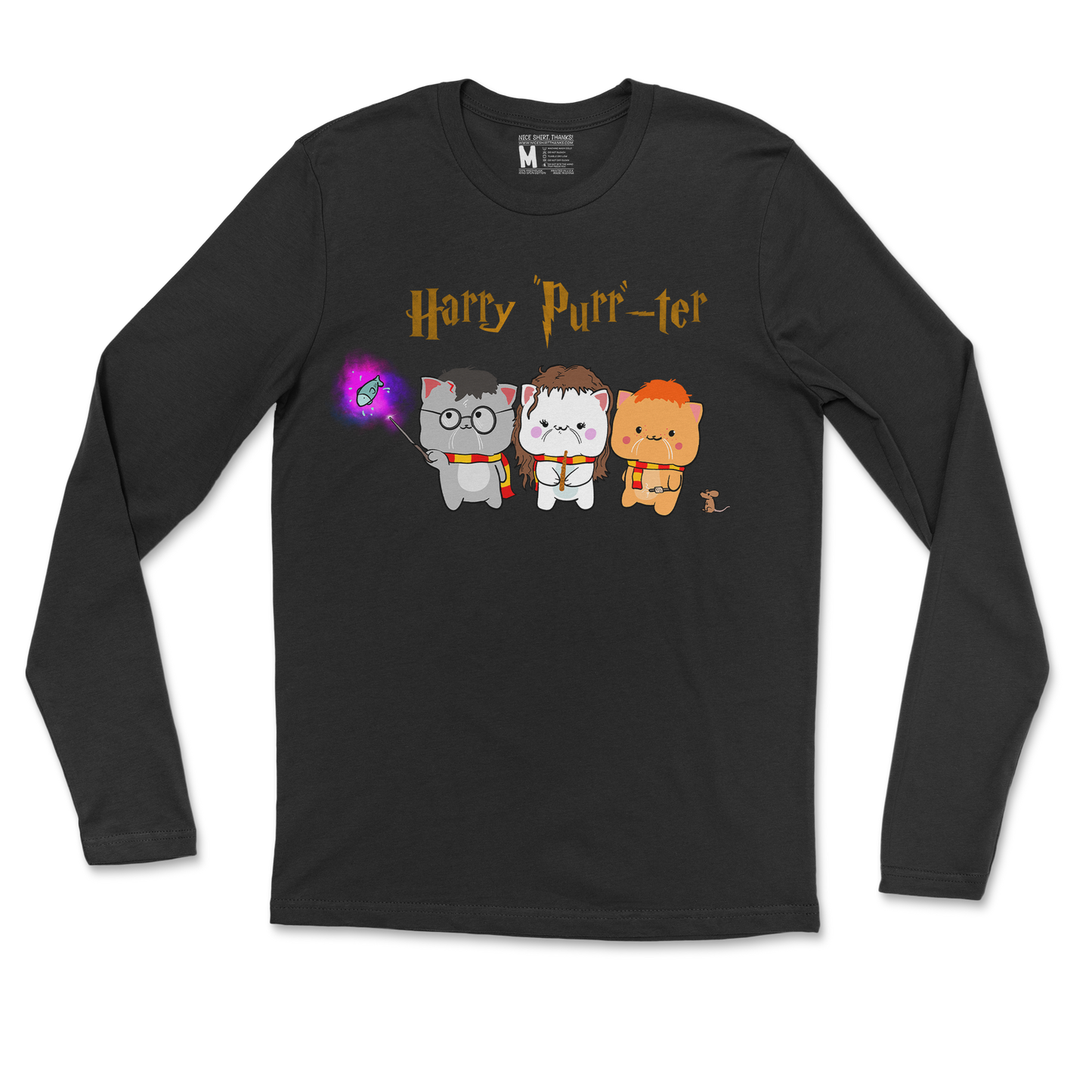Gildan SoftStyle Long Sleeve Harry Purrter in Black