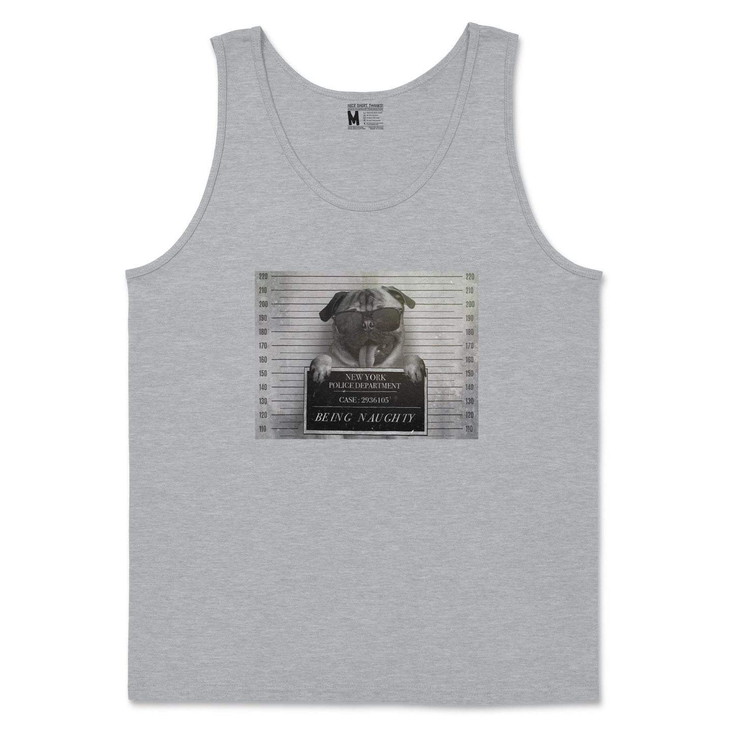 Gildan SoftStyle Tank Top Naughty Pug in Sports Grey