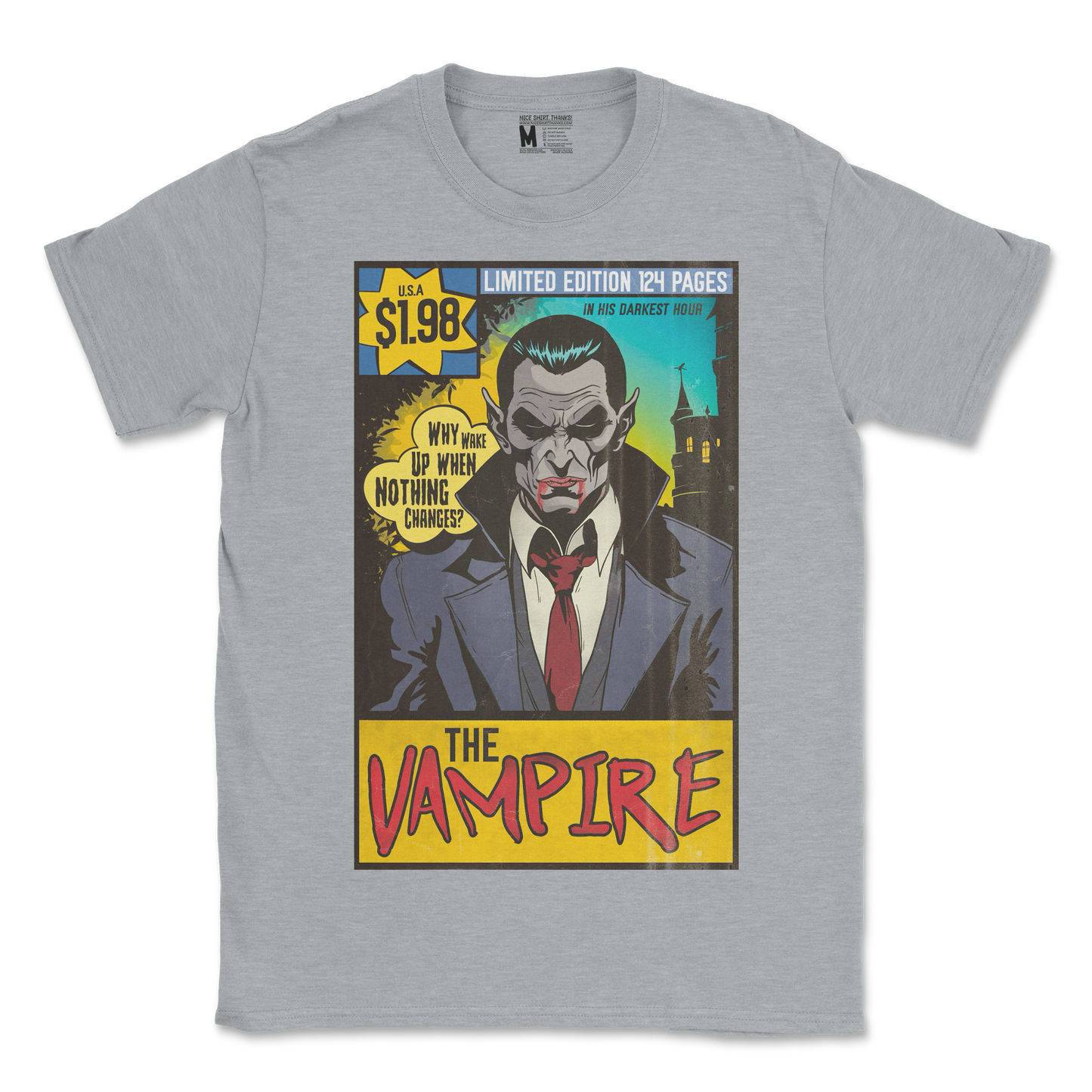 The Nice Shirt T-Shirt Sad Vampire in Sport-Grey