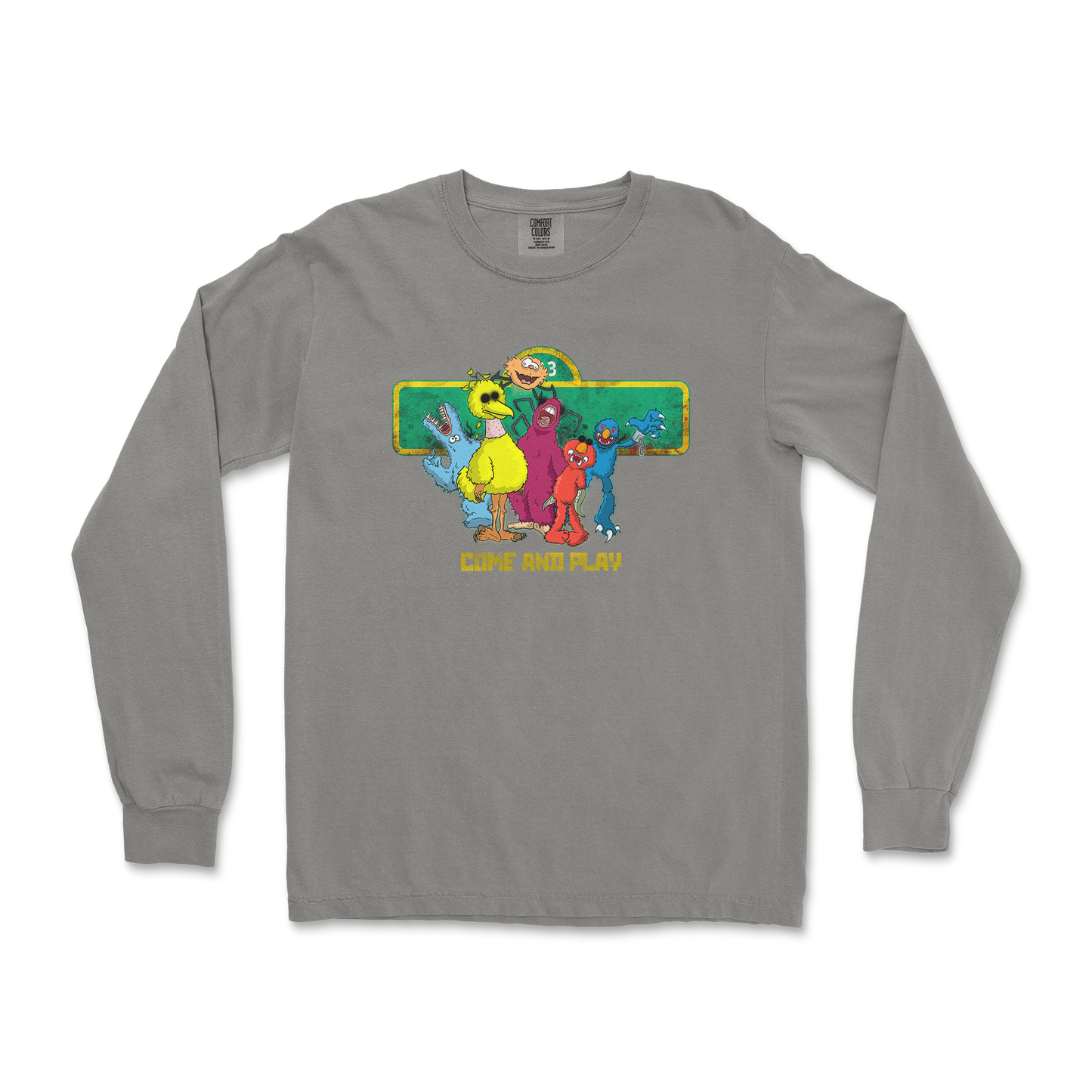 Comfort Colors Long Sleeve Cursed Sesame Street in Grey