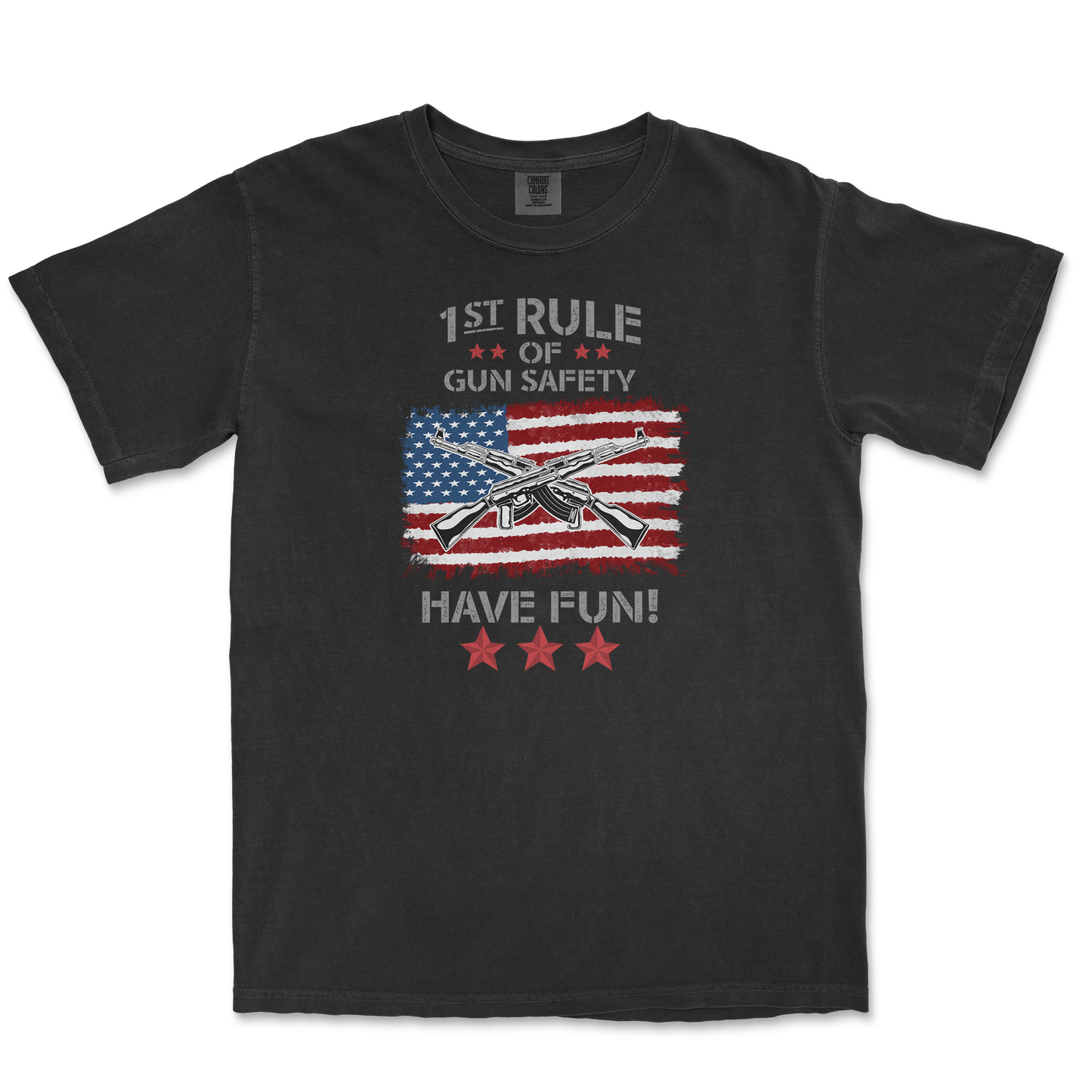 Comfort Colors T-Shirt 1st Rule of Gun Safety in Black
