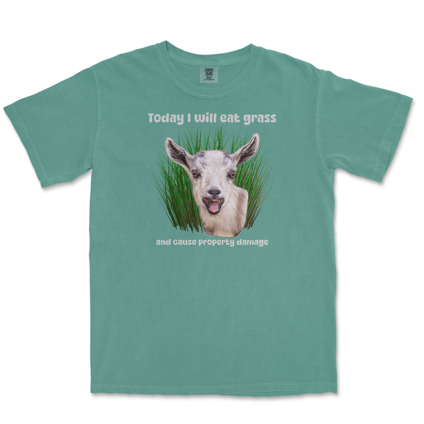 Comfort Colors T-Shirt Crazy Goat in Light-Green