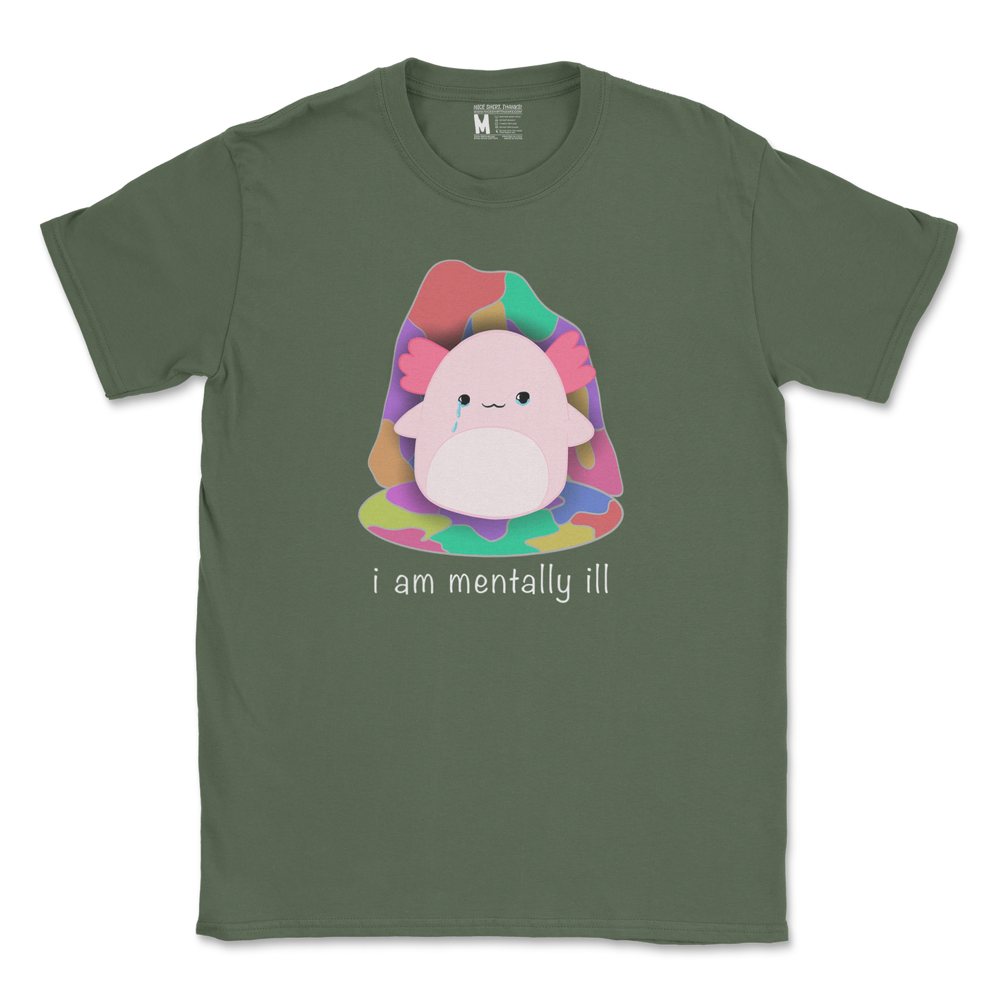 Gildan SoftStyle T-Shirt Mentally Ill and Squishy in Military Green