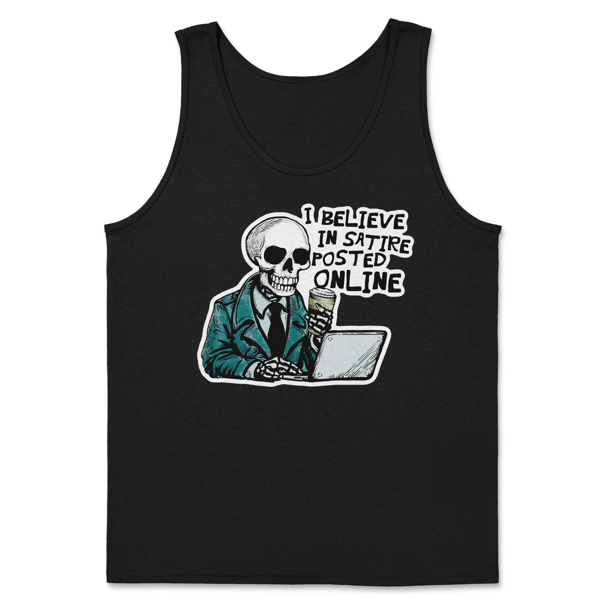 Heavy Blend Tank Top Believe in Satire in Black