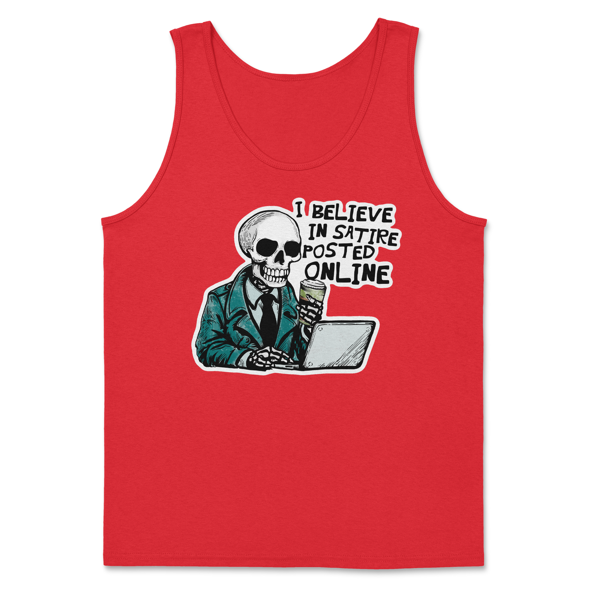 Heavy Blend Tank Top Believe in Satire in Red
