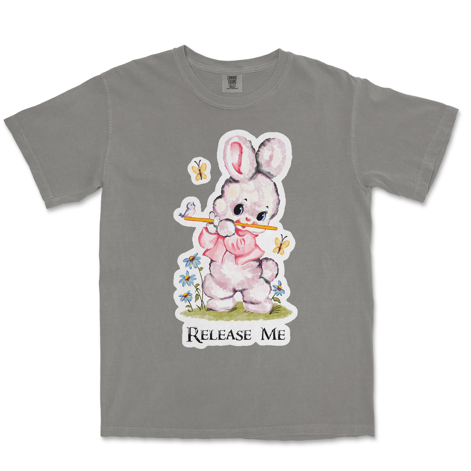 Comfort Colors T-Shirt Cute Bunny in Grey