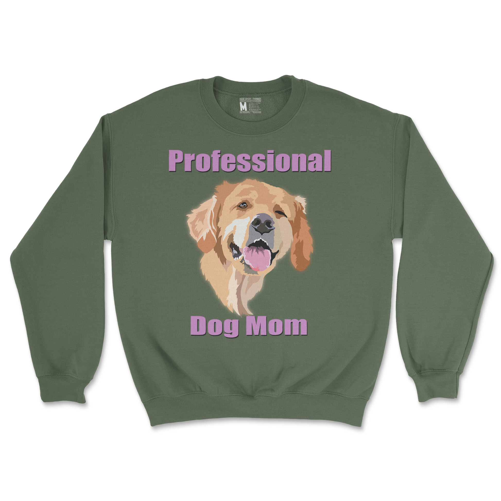 Gildan SoftStyle Crew Neck Dog Mom in Military Green