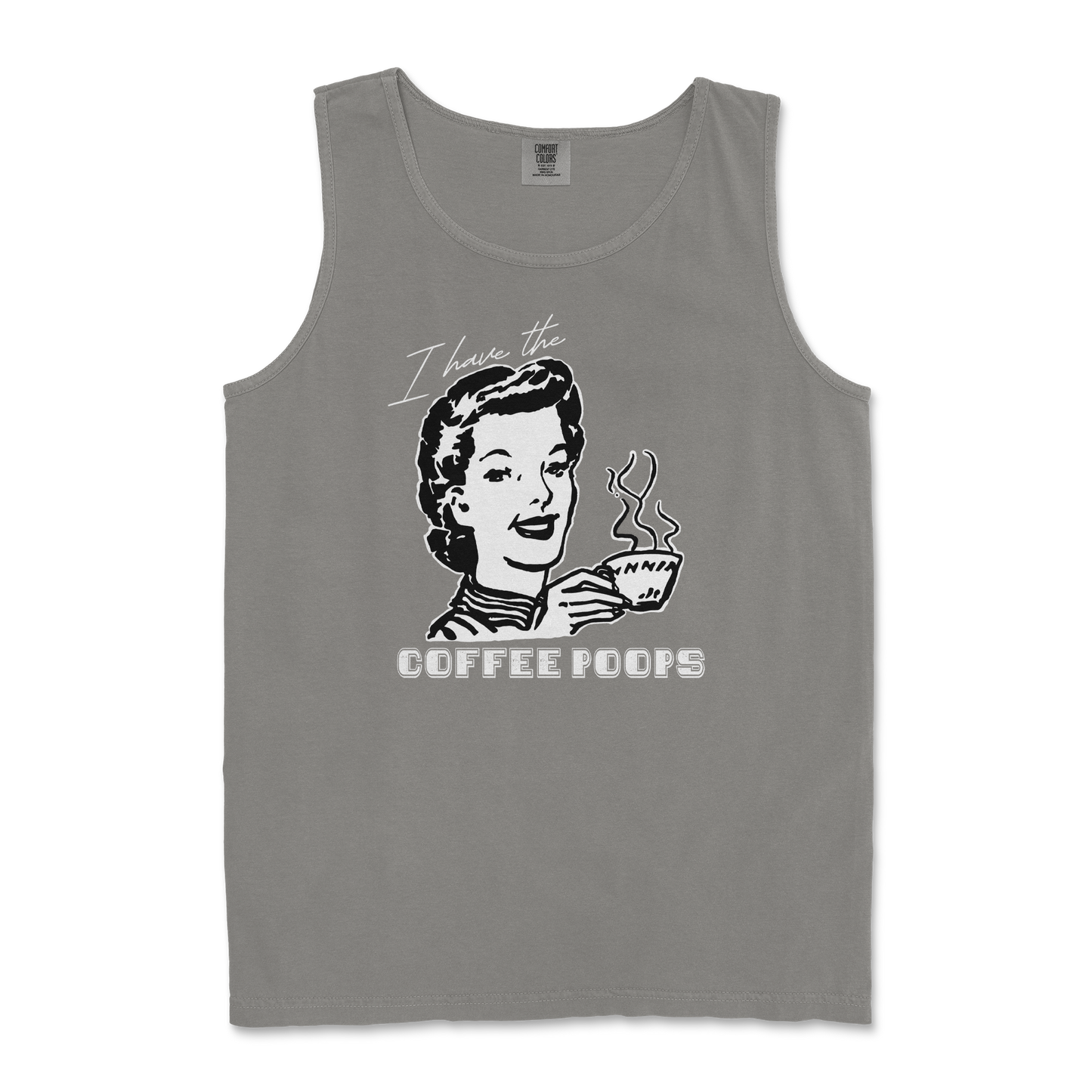 Comfort Colors Tank Top Coffee Poops in Grey