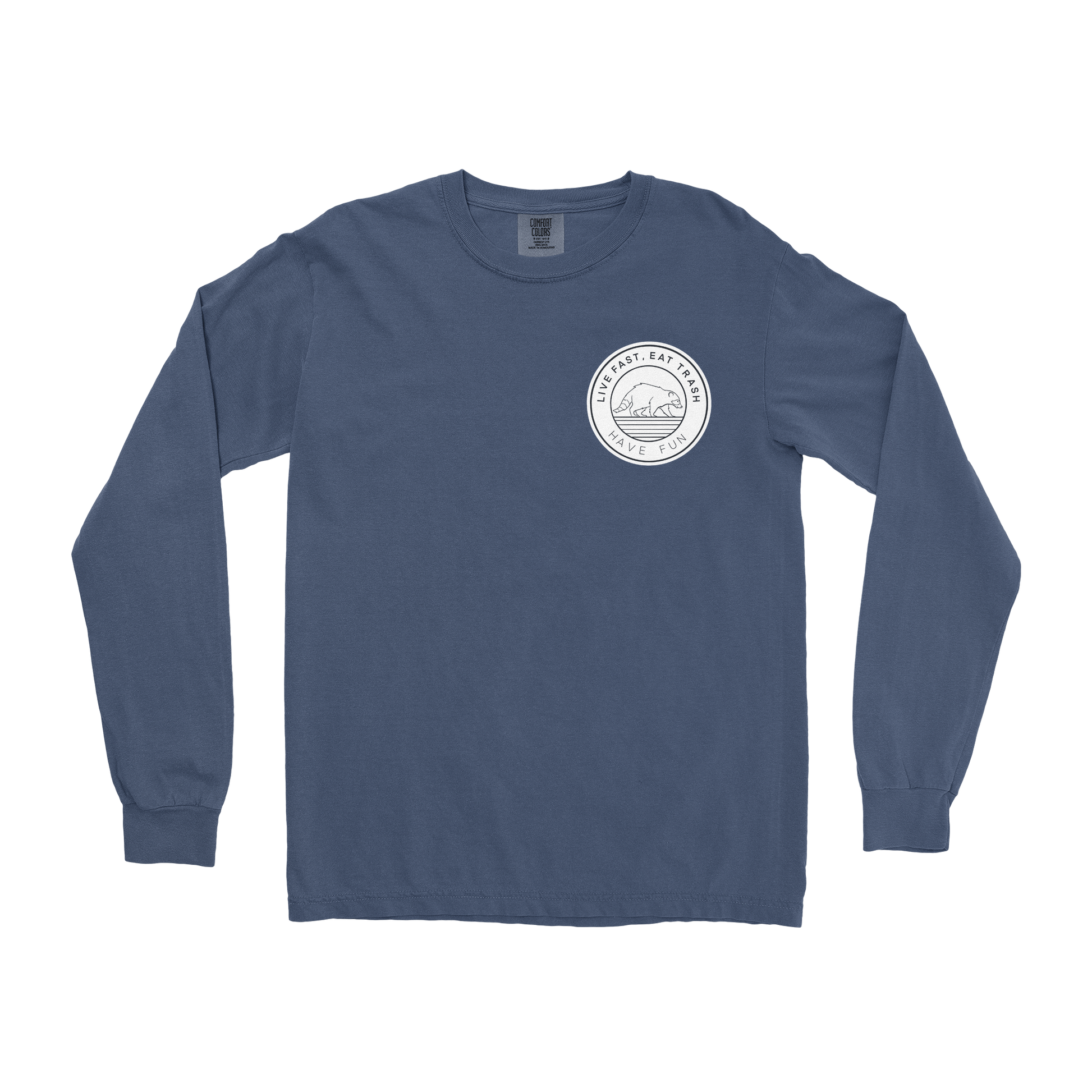 Comfort Colors Long Sleeve Raccoon Logo  in Midnight
