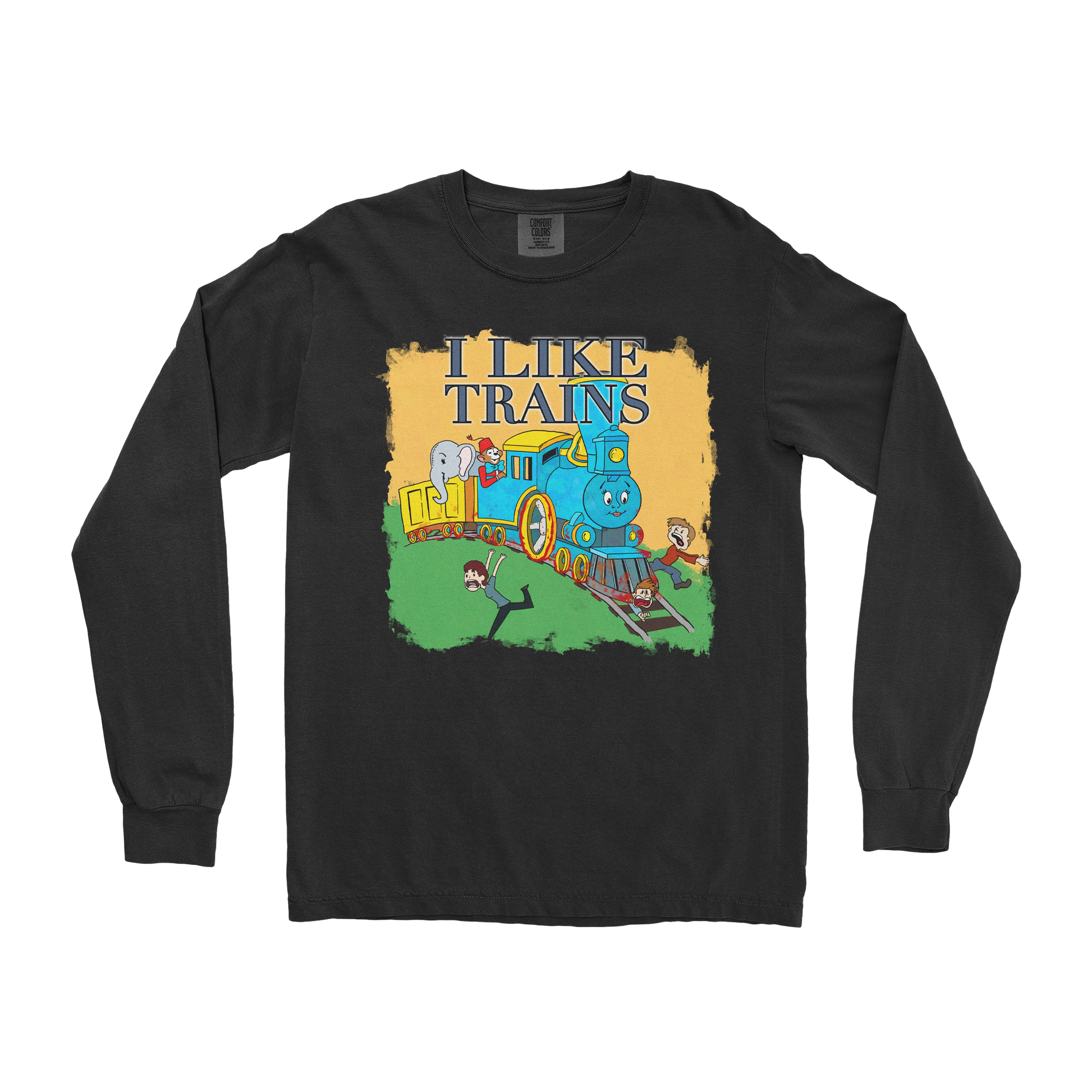 Comfort Colors Long Sleeve I Like Trains in Black