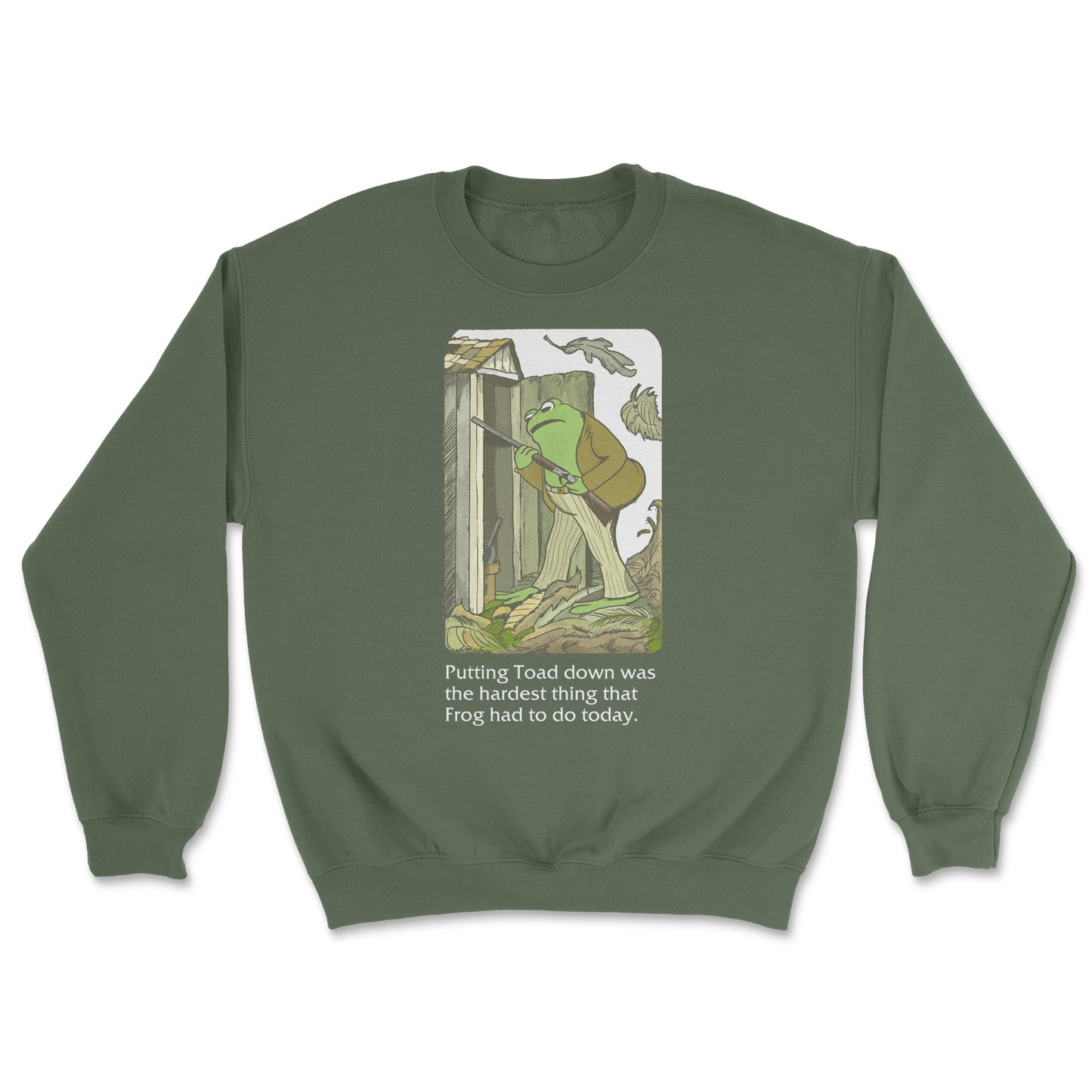 The Nice Shirt Crew Neck Frog and Toad in Military-Green