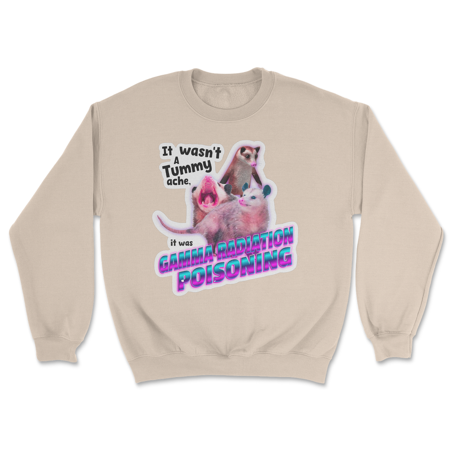 The Nice Shirt Crew Neck Possum Radiation in Sand