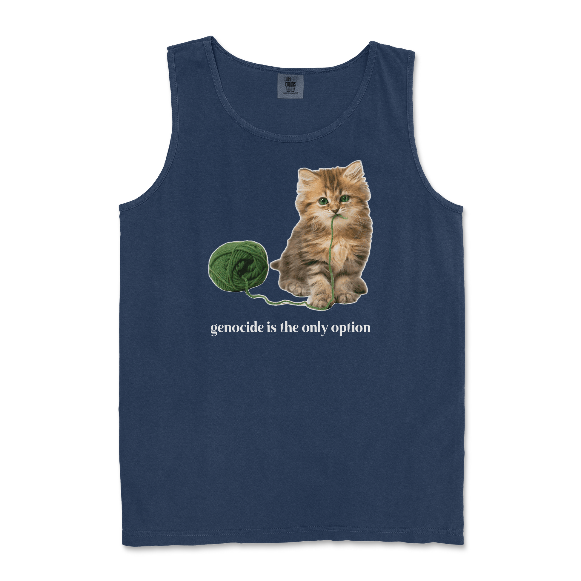 Comfort Colors Tank Top Genocide Kitty  in True-Navy