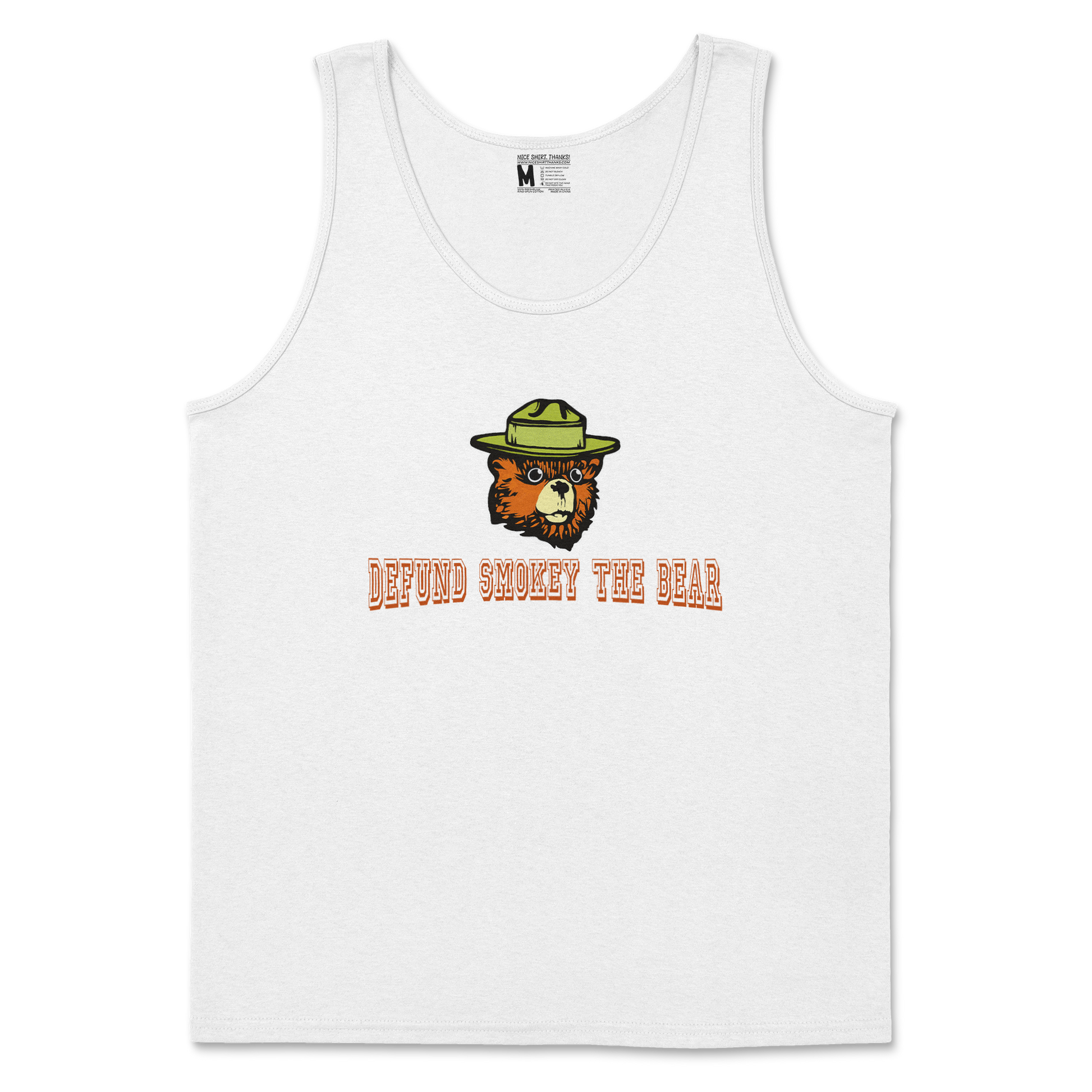 Heavy Blend Tank Top Defund Smokey Bear in White