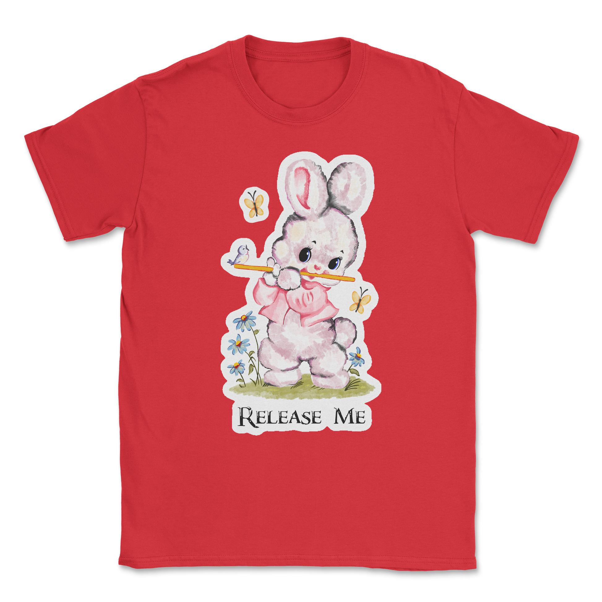 Heavy Blend T-Shirt Cute Bunny in Red