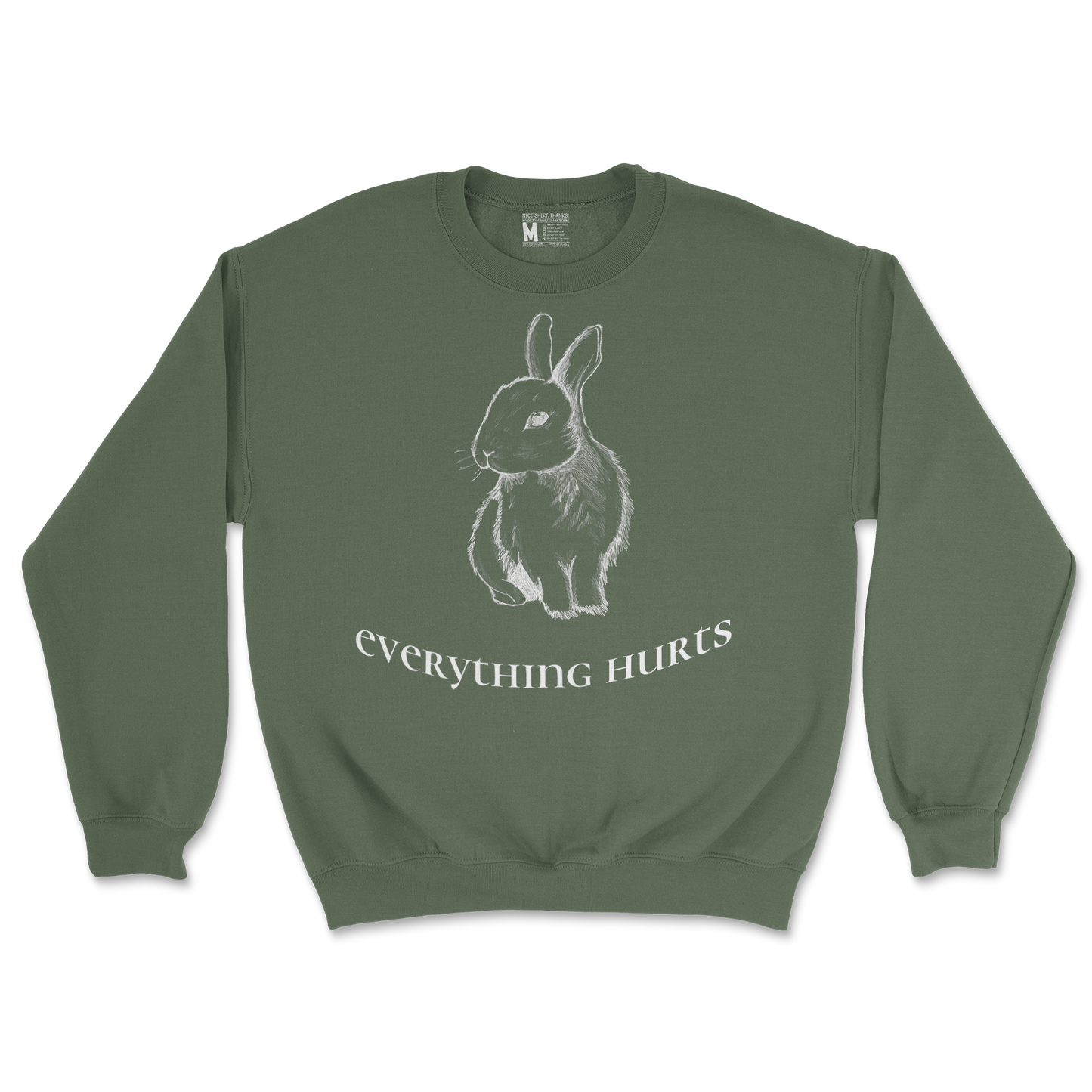Gildan SoftStyle Crew Neck Everything Hurts in Military Green