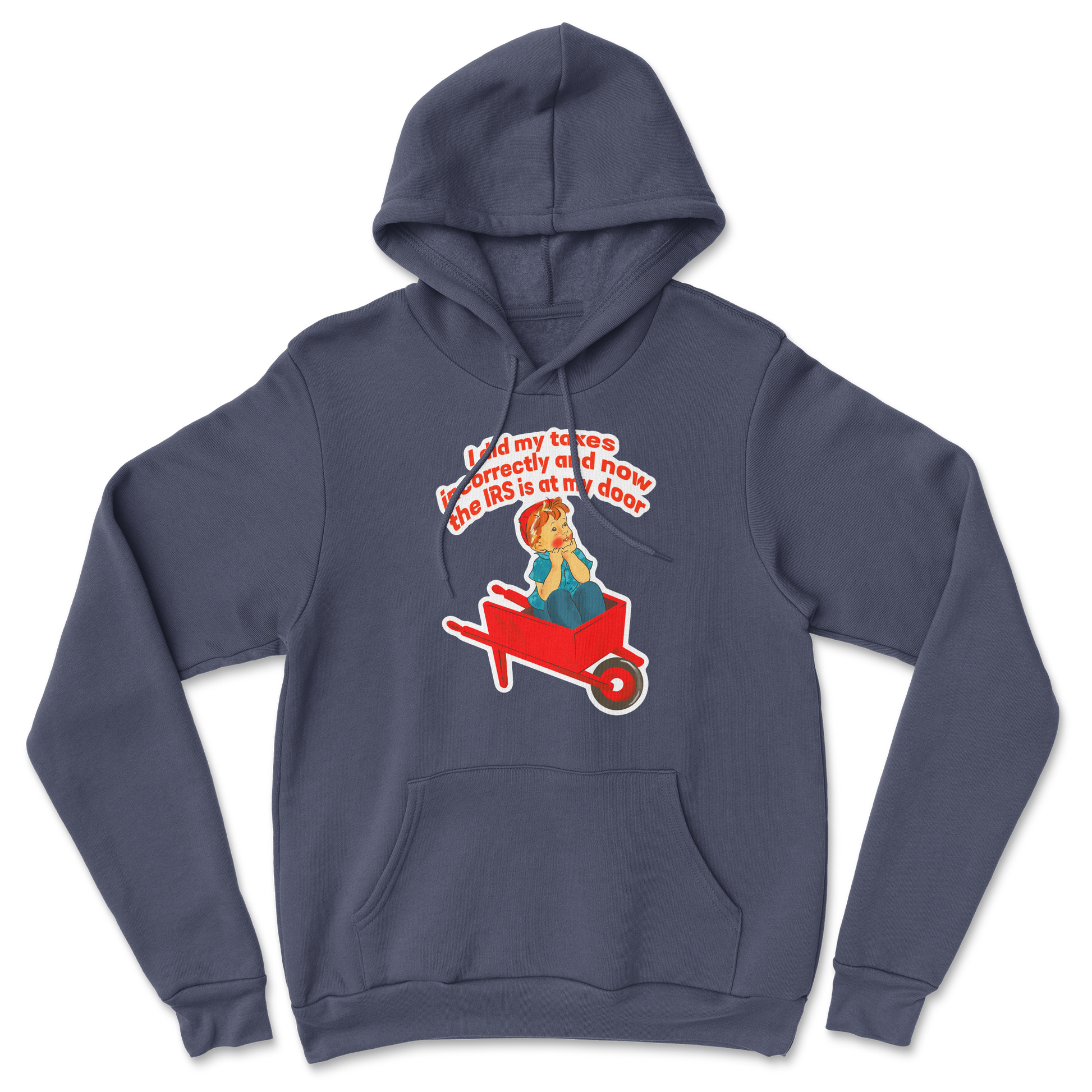 Heavy Blend Hoodie Here Comes the IRS in Navy