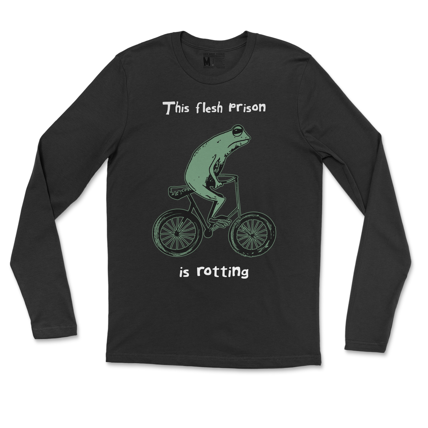 Gildan SoftStyle Long Sleeve Flesh Prison in Black