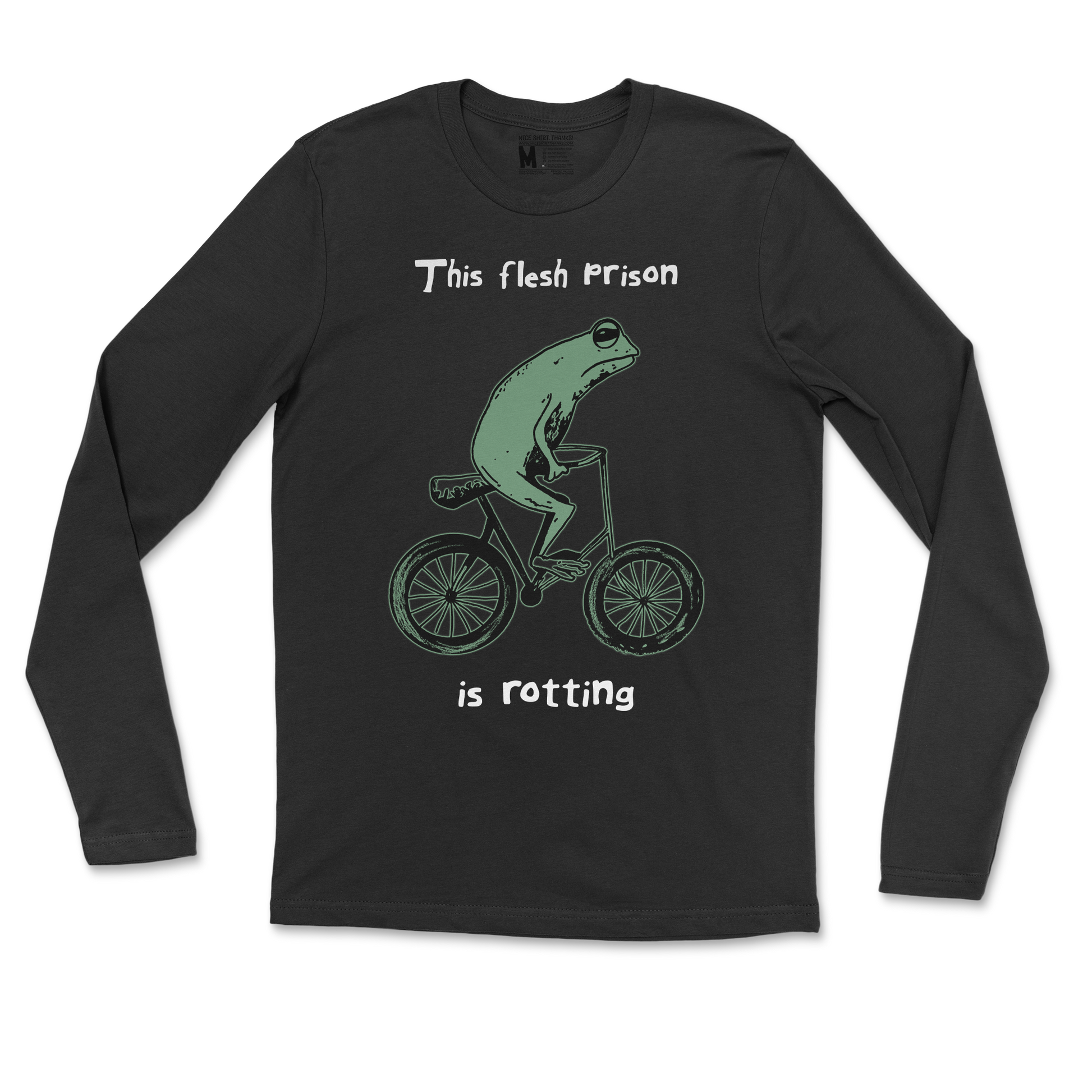 Gildan SoftStyle Long Sleeve Flesh Prison  in Black
