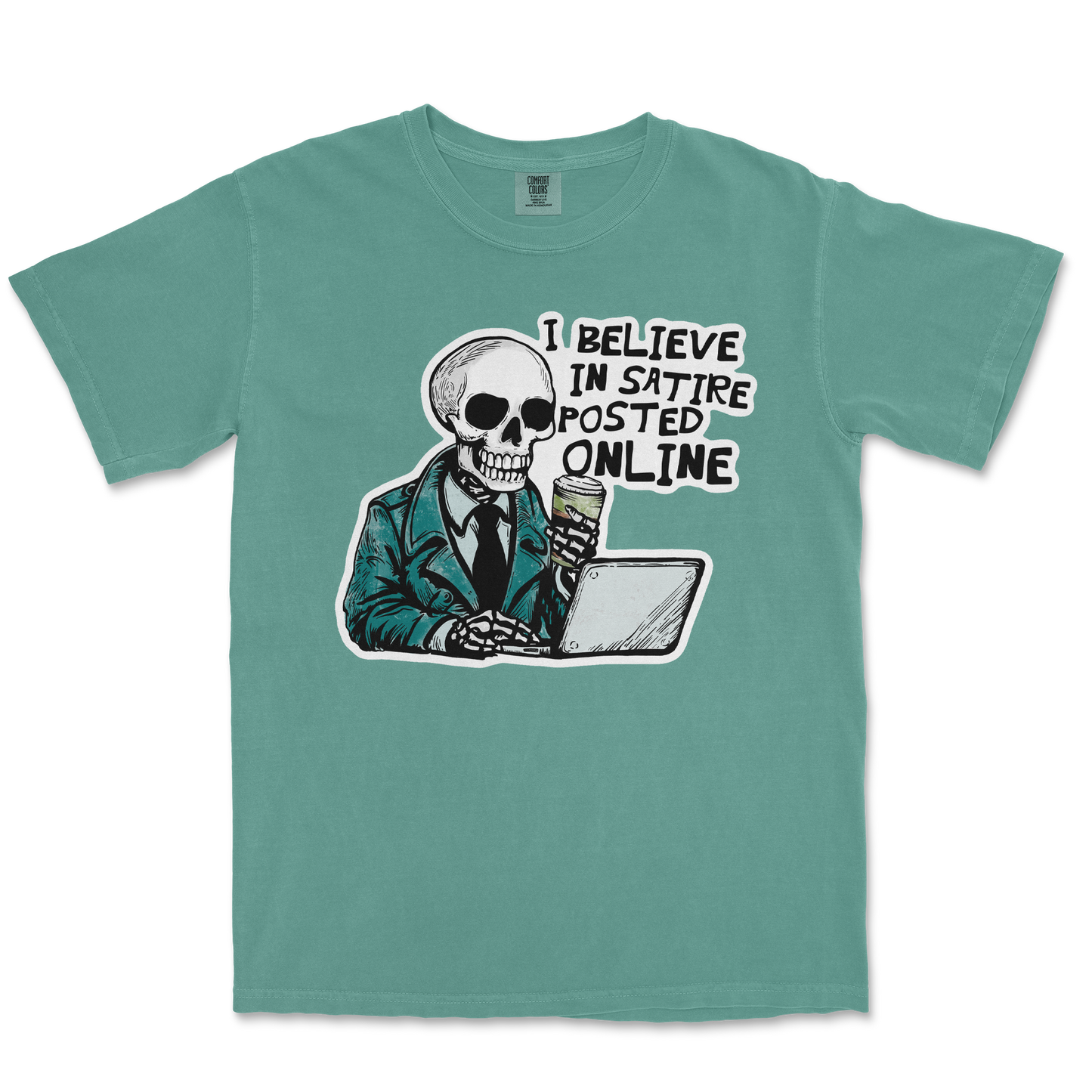 Comfort Colors T-Shirt Believe in Satire in Light Green