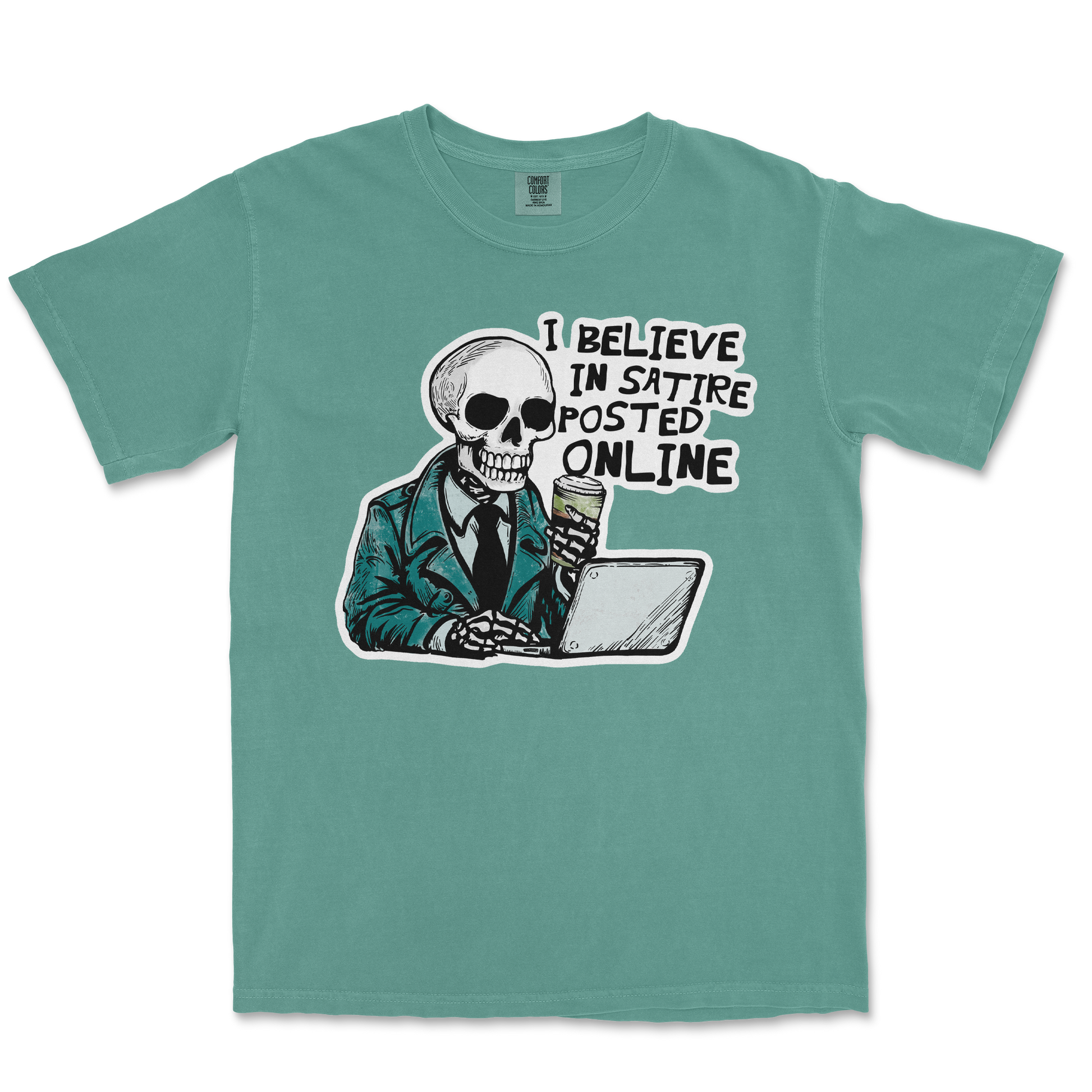 Comfort Colors T-Shirt Believe in Satire in Light Green