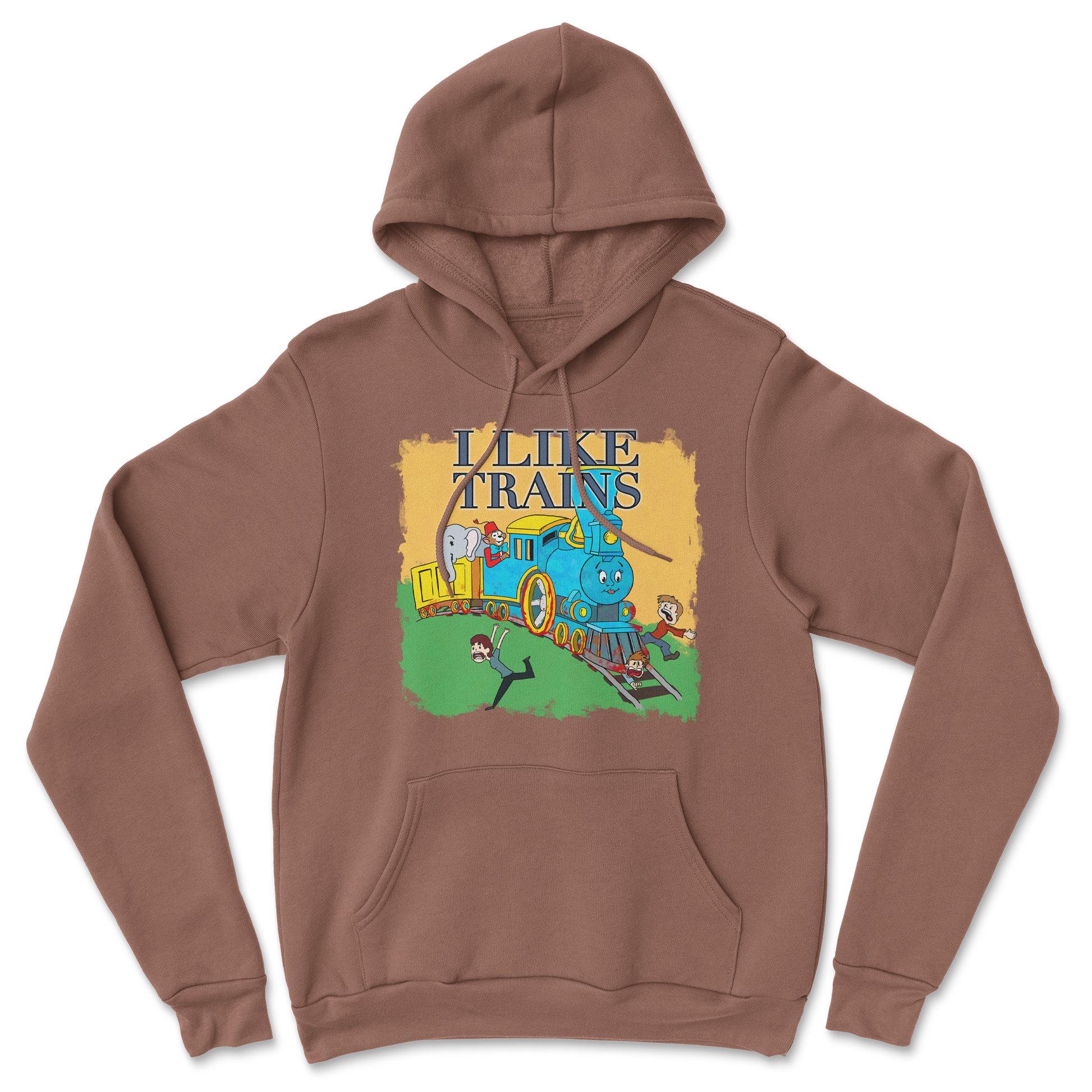 Heavy Blend Hoodie I Like Trains in Cocoa