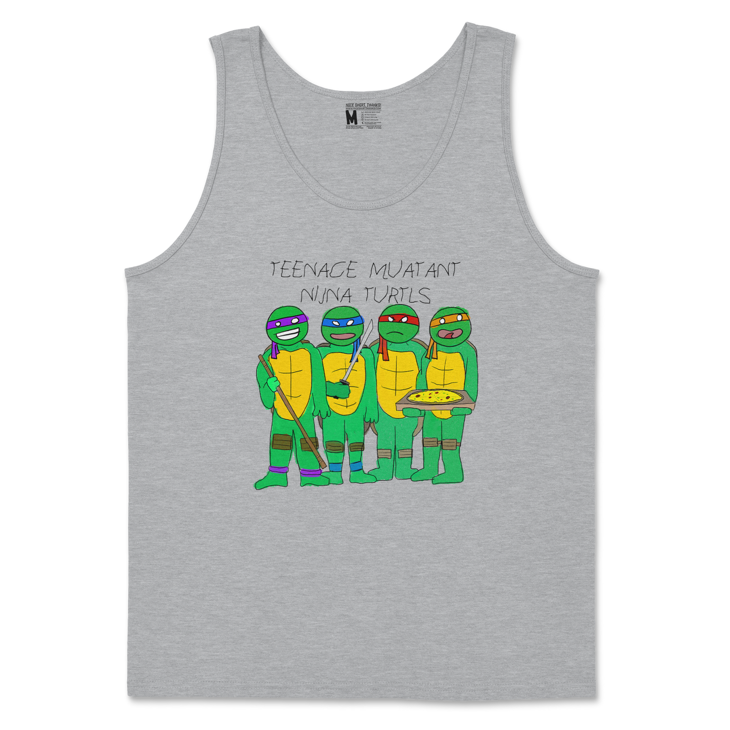 Gildan SoftStyle Tank Top Ninja Turtles in Sports Grey