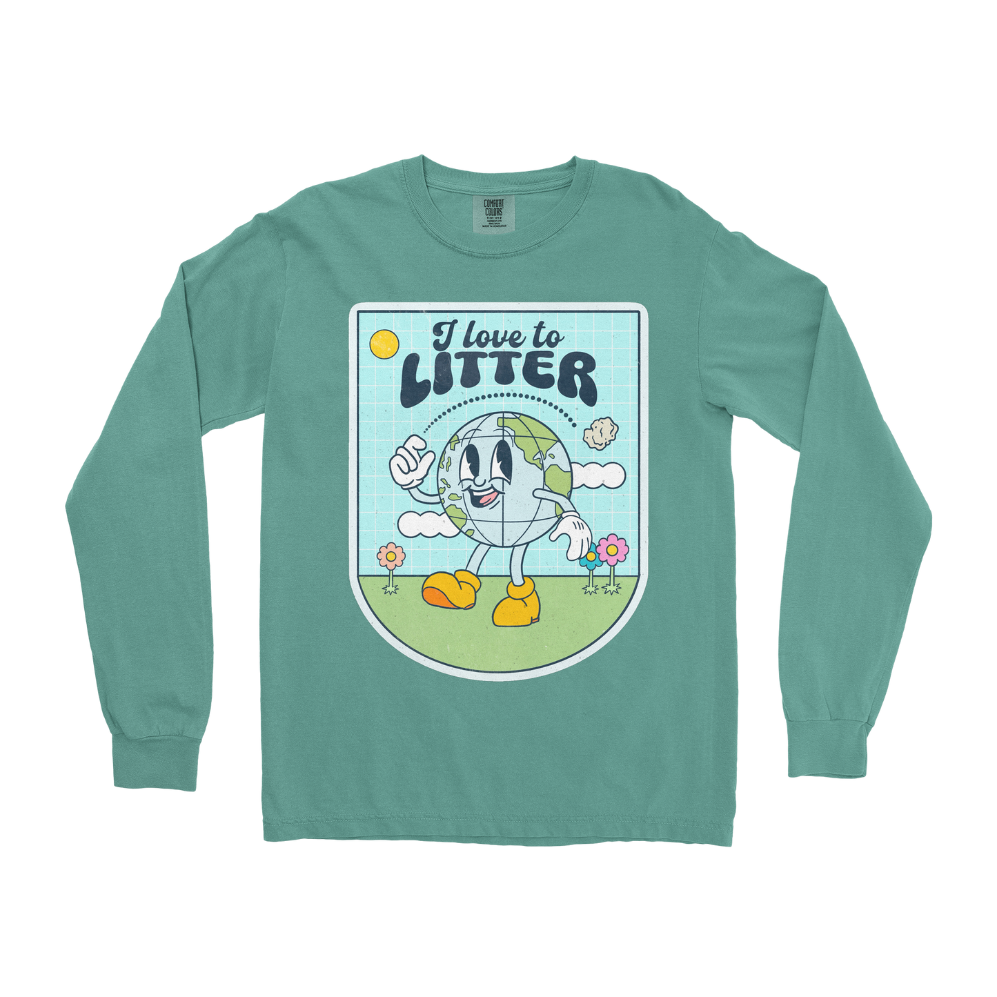 Comfort Colors Long Sleeve Earth Day in Light Green