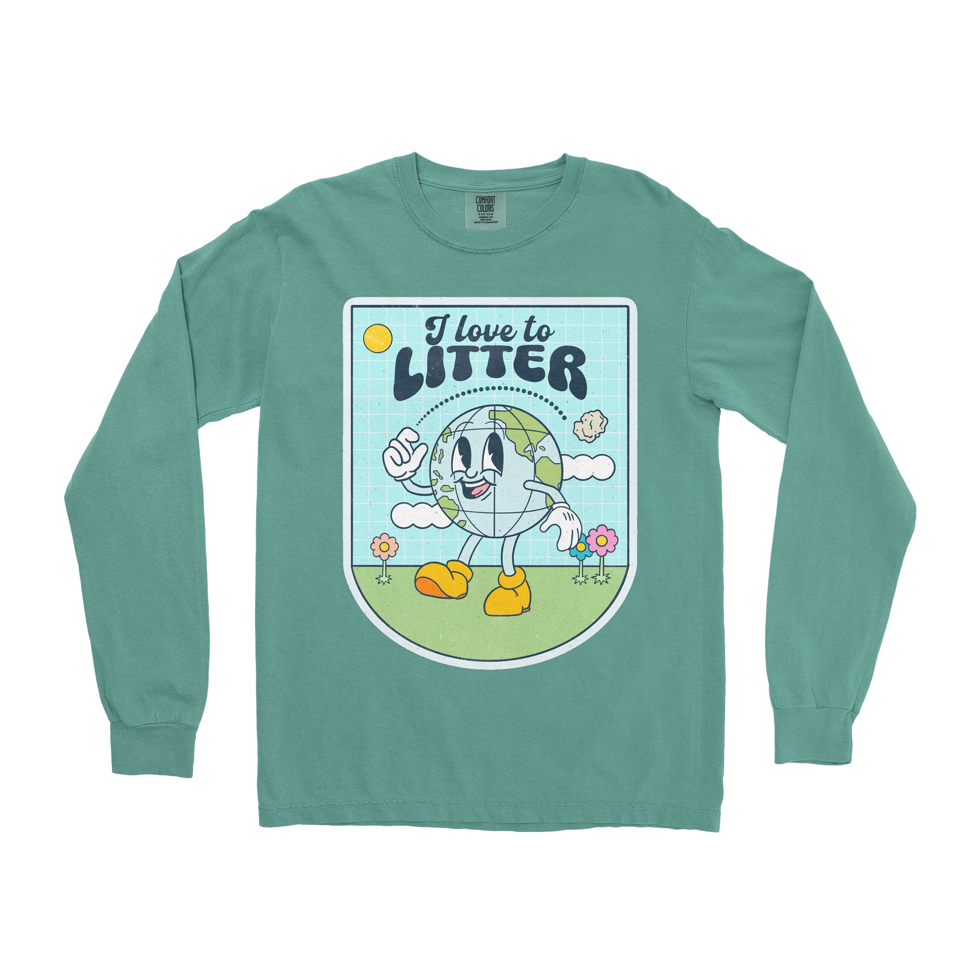 Comfort Colors Long Sleeve Earth Day in Light Green