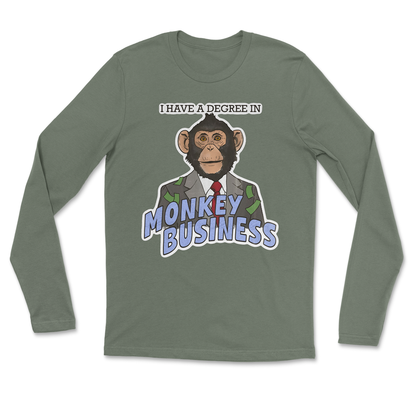 Heavy Blend Long Sleeve Monkey Business in Military Green